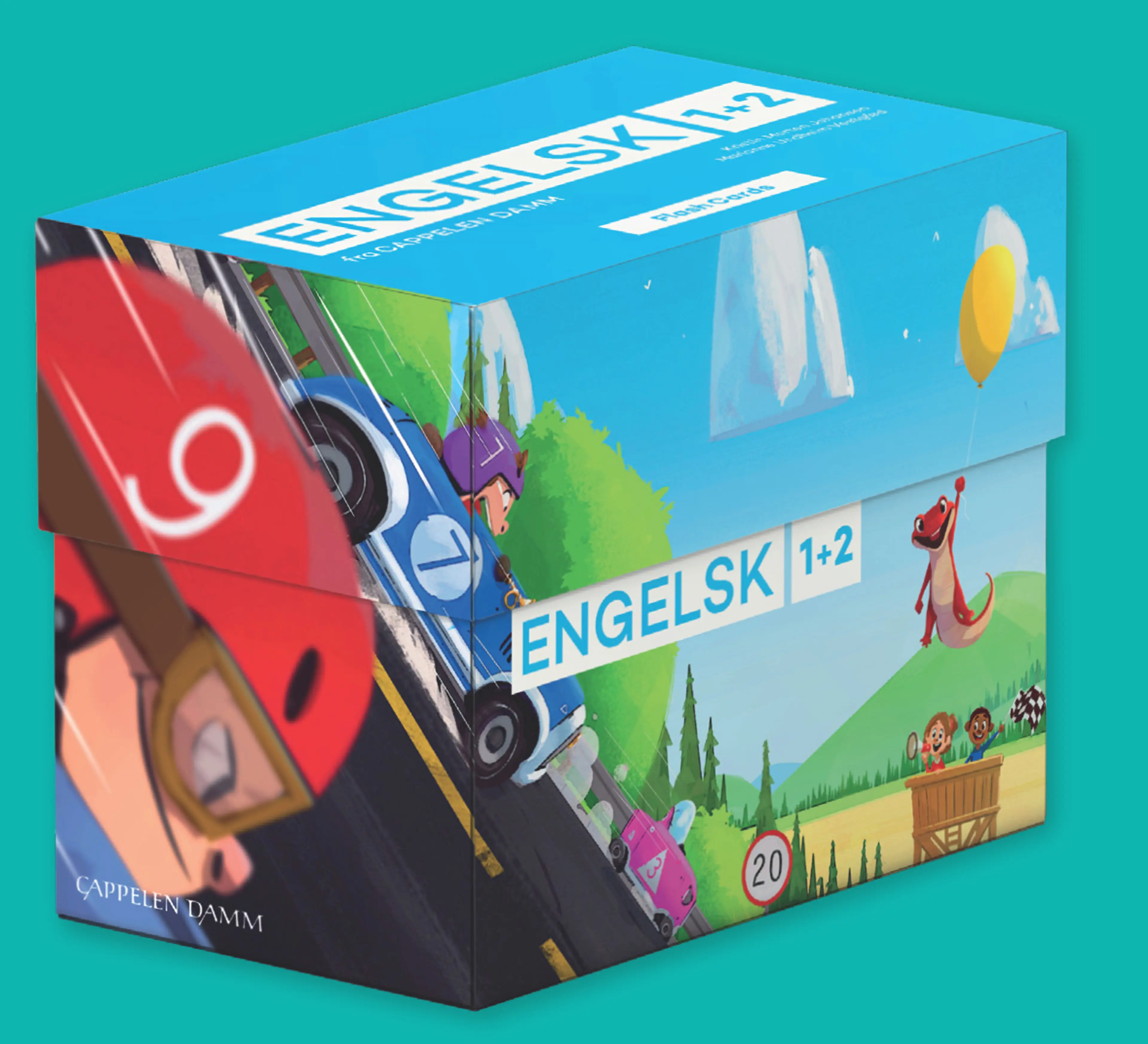 Omslag Engelsk 1+2 fra Cappelen Damm Flash Cards av Kristin Morten Johansen og Marianne Undheim Vestgård (Eske)