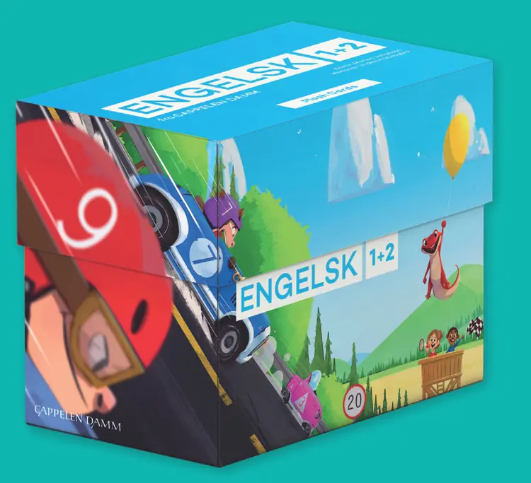 Omslag Engelsk 1+2 fra Cappelen Damm Flash Cards av Kristin Morten Johansen og Marianne Undheim Vestgård (Eske)