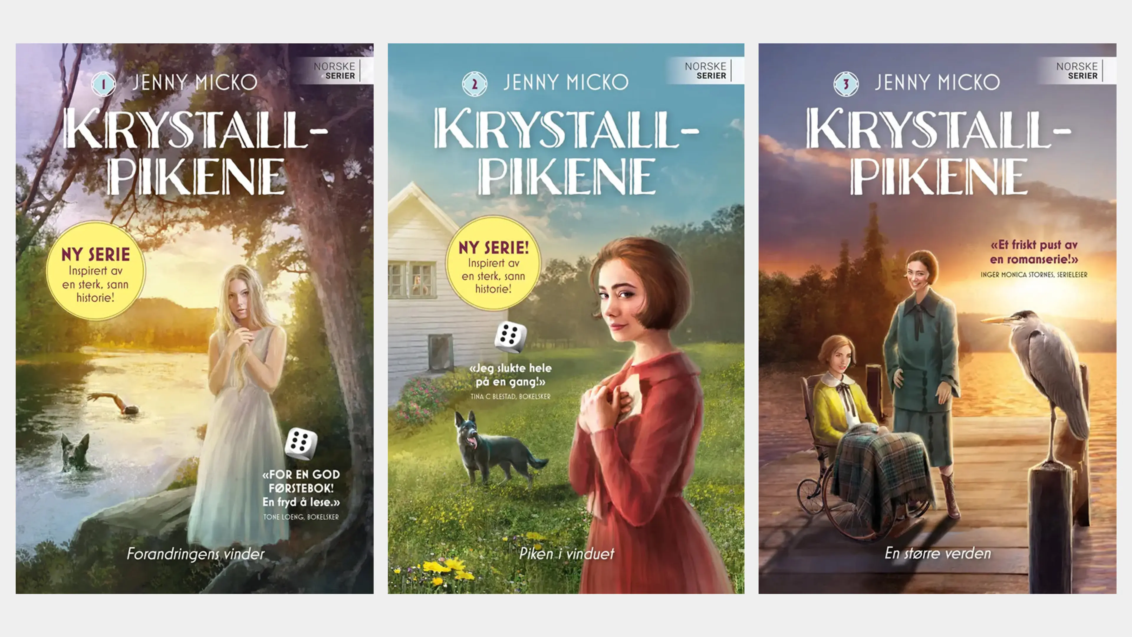 De tre første bøkene i serien Krystallpikene