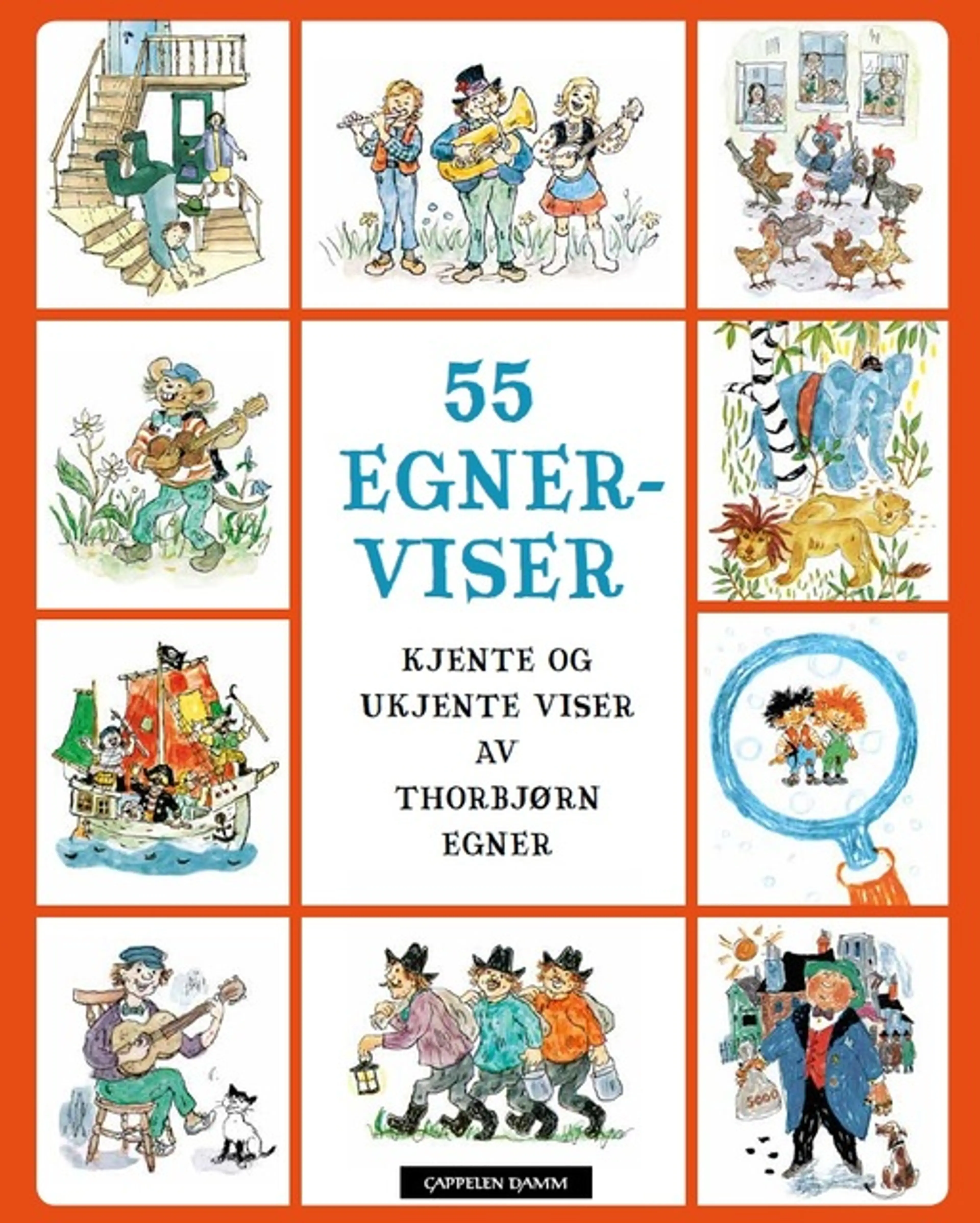 Omslag 55 Egner-viser av Thorbjørn Egner (Innbundet)