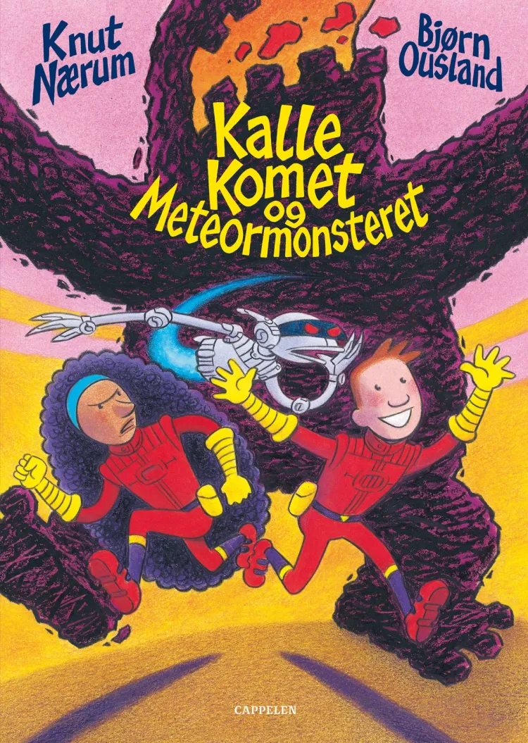Omslag Kalle Komet og meteormonsteret av Knut Nærum og Bjørn Ousland (Innbundet)
