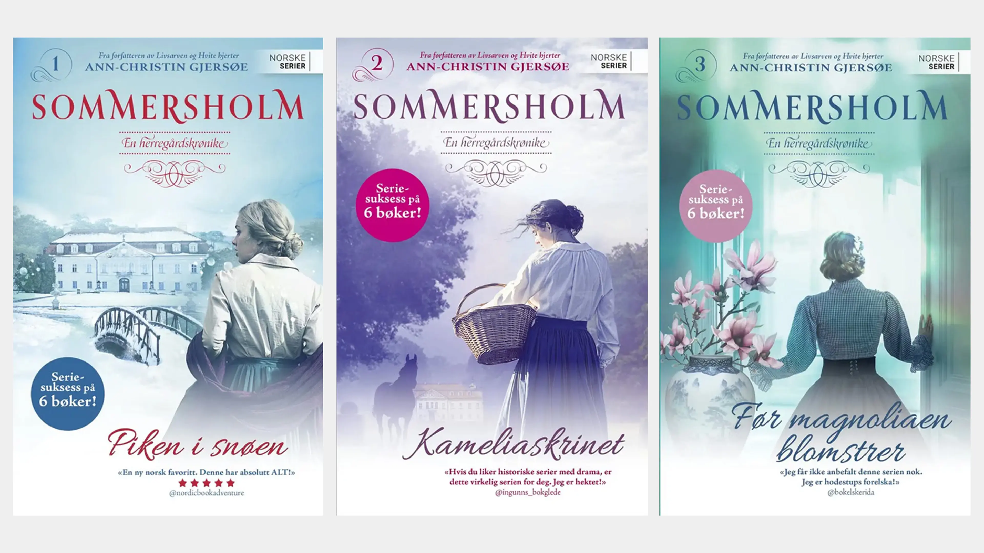 De tre første bøkene i serien Sommersholm