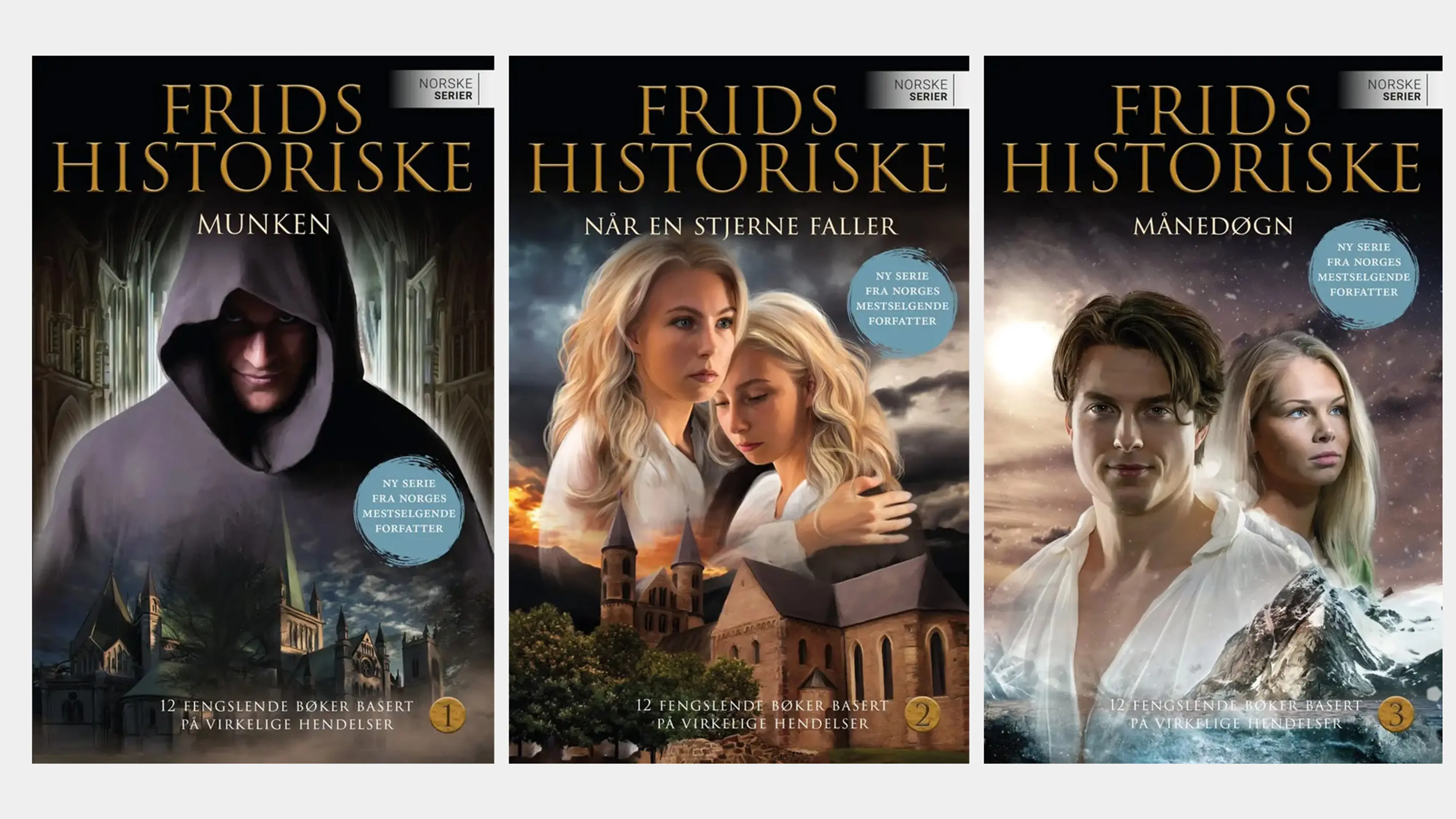 De tre første bøkene i serien Frids historiske