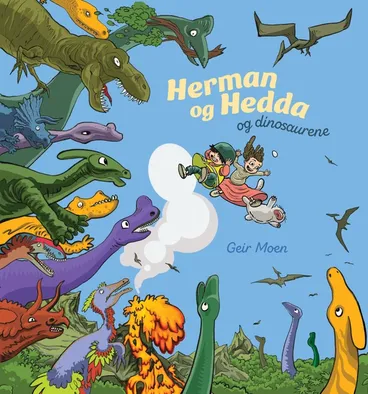 Omslag Herman og Hedda og dinosaurene av Geir Moen (Innbundet)