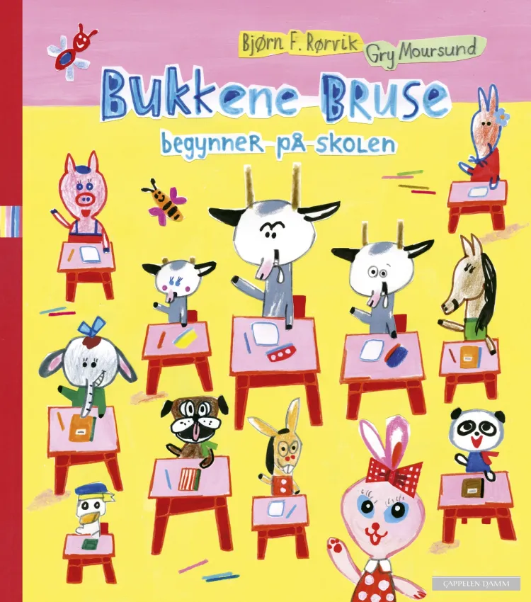 Omslag Bukkene Bruse begynner på skolen av Bjørn F. Rørvik og Gry Moursund (Ebok)