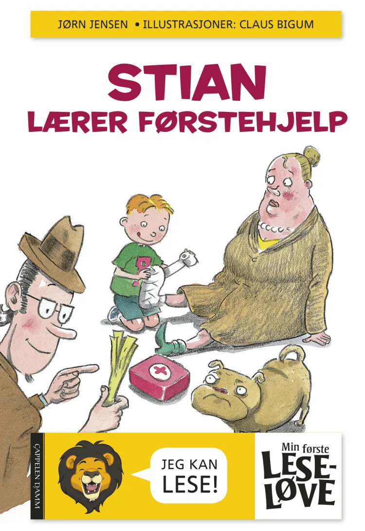 Omslag Min første leseløve - Stian lærer førstehjelp av Jørn Jensen og Claus Bigum (Innbundet)