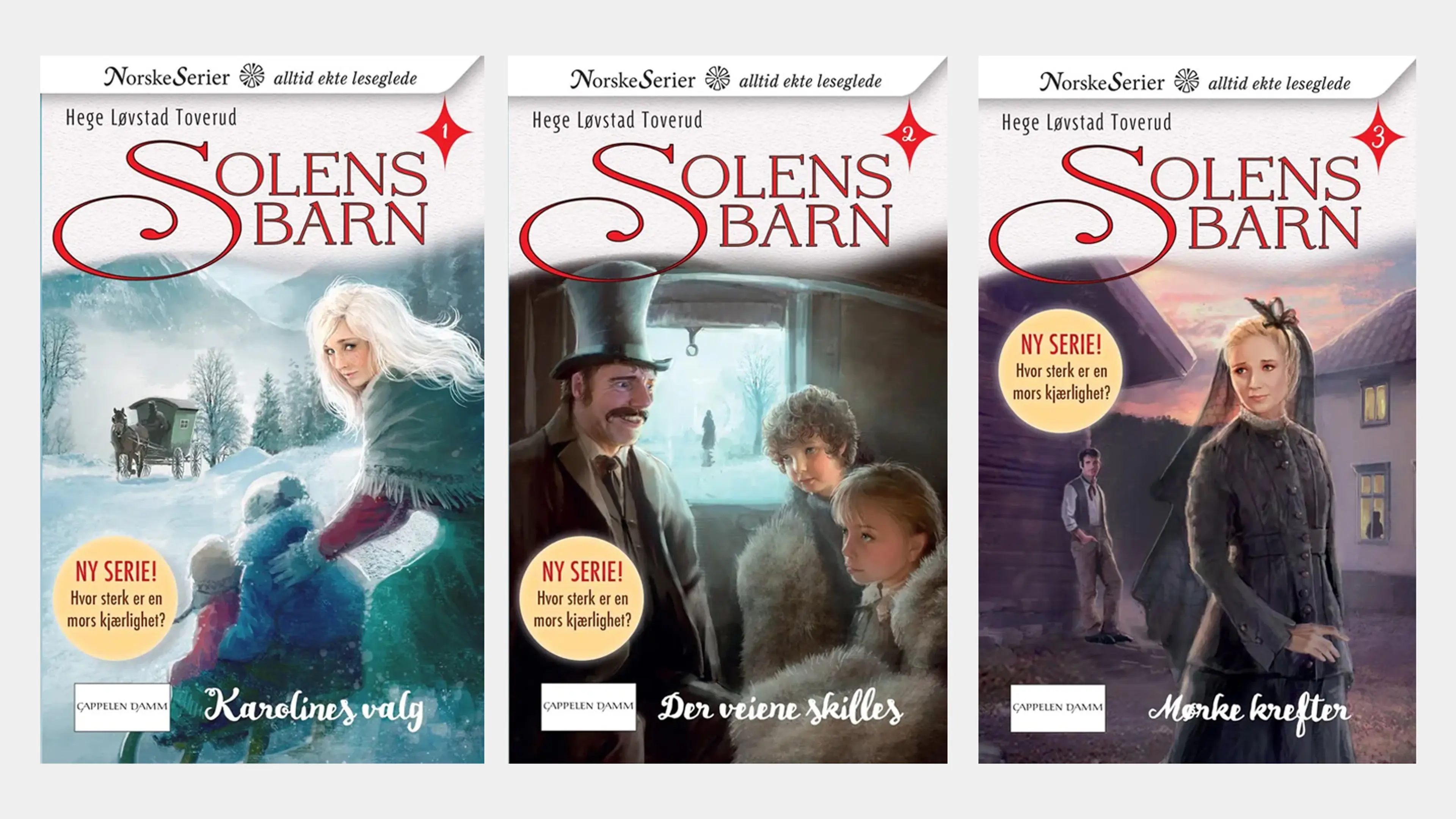 De tre første bøkene i serien Solens barn