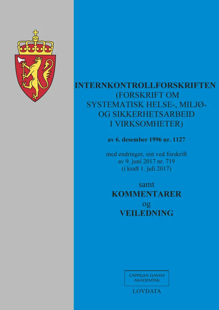 Omslag Internkontrollforskriften m/kommentarer og veiledning (Heftet)