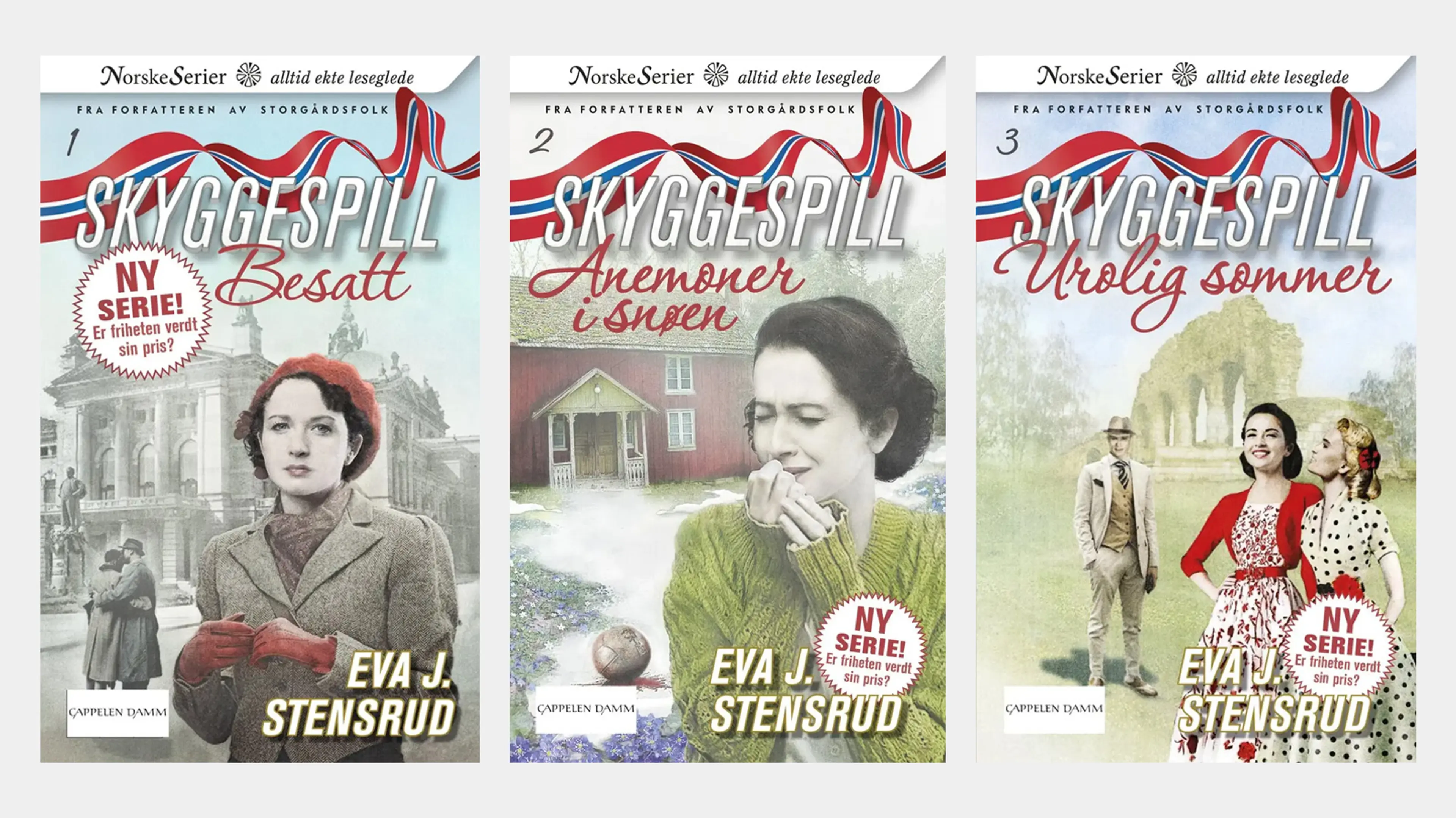 De tre første bøkene i serien Skyggespill