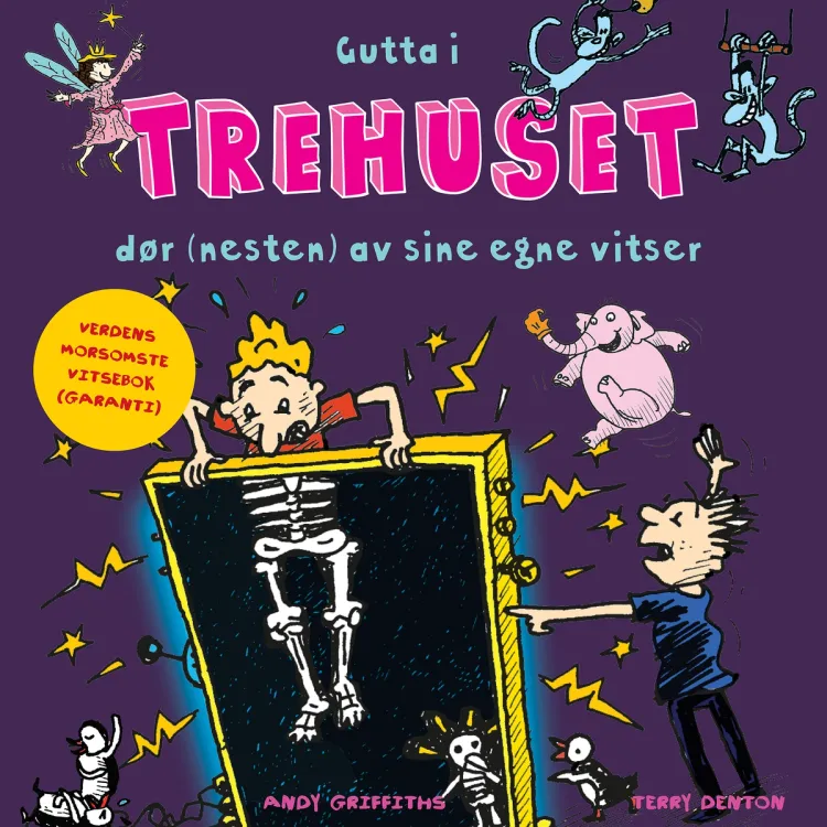 Omslag Gutta i trehuset dør (nesten) av sine egne vitser av Andy Griffiths (Lydbok)