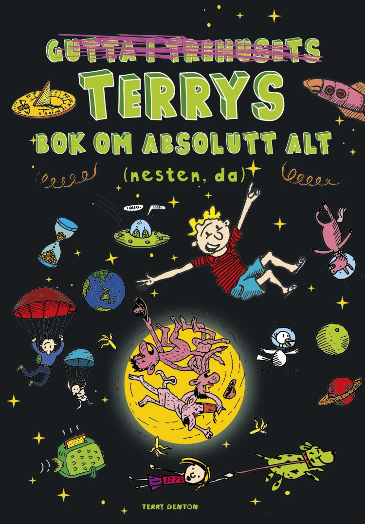 Omslag Gutta i trehuset TERRYS BOK OM ABSOLUTT ALT (nesten, da) av Terry Denton (Innbundet)