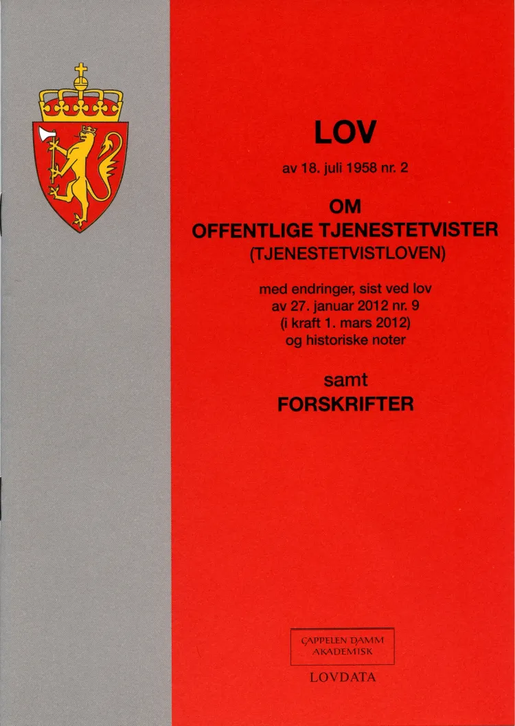 Omslag Tjenestetvistloven m/forskrifter (Heftet)