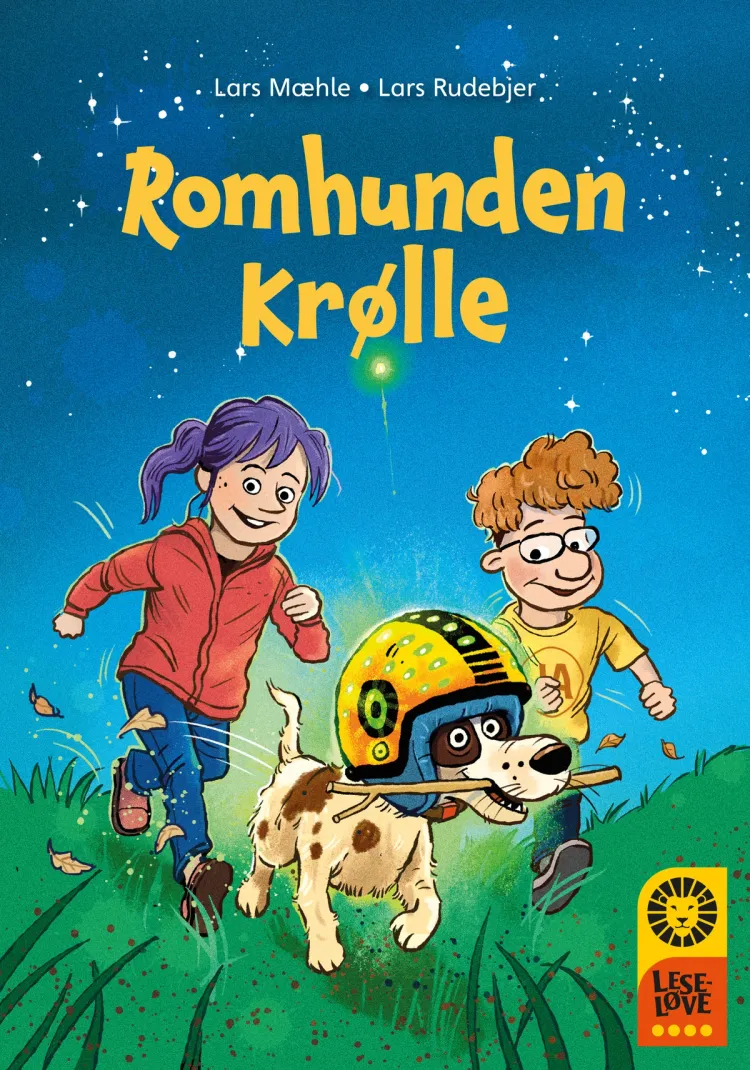 Omslag Leseløve nivå 4 - Romhunden Krølle av Lars Mæhle (Innbundet)