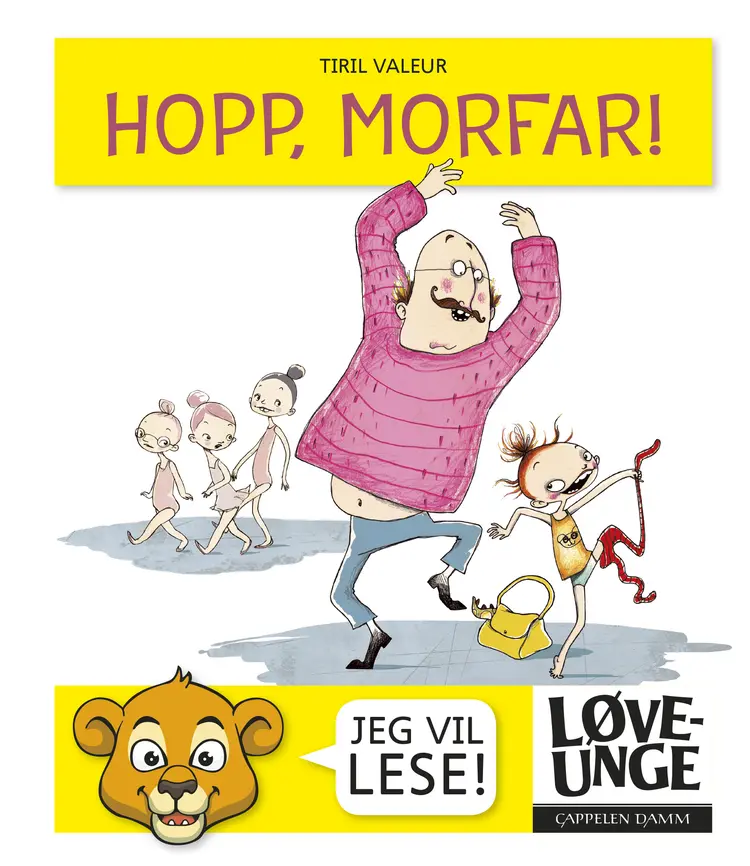 Omslag Løveunge - Hopp, morfar! av Tiril Valeur (Innbundet)