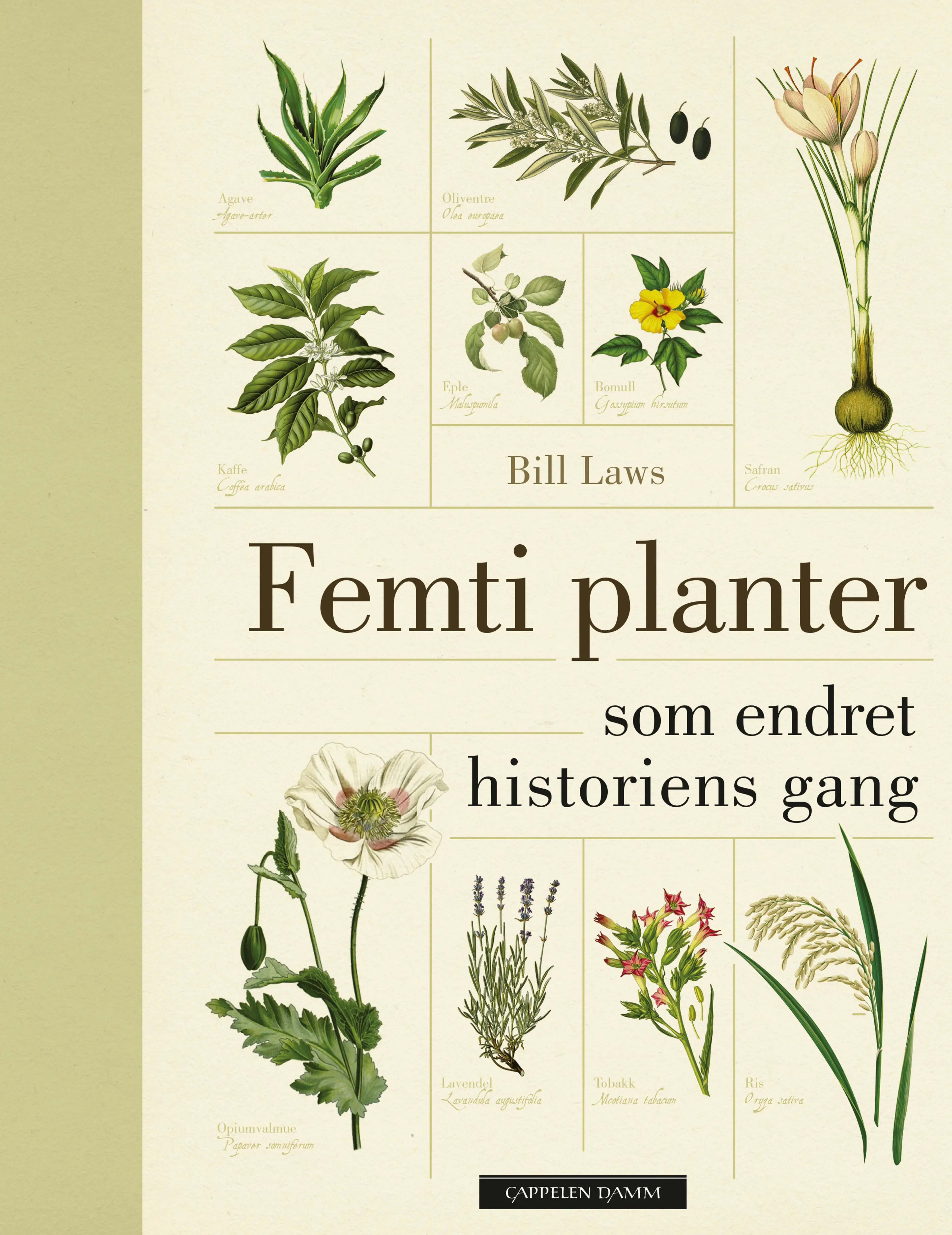Omslag Femti planter som endret historiens gang av Bill Laws (Innbundet)