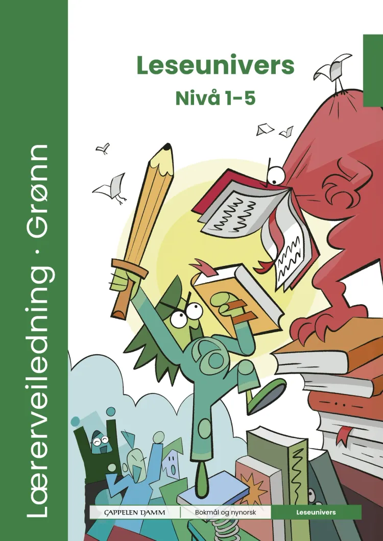 Omslag Lærerveiledning Grønn Leseunivers fra Cappelen Damm Nivå 1-5 (Ukjent)
