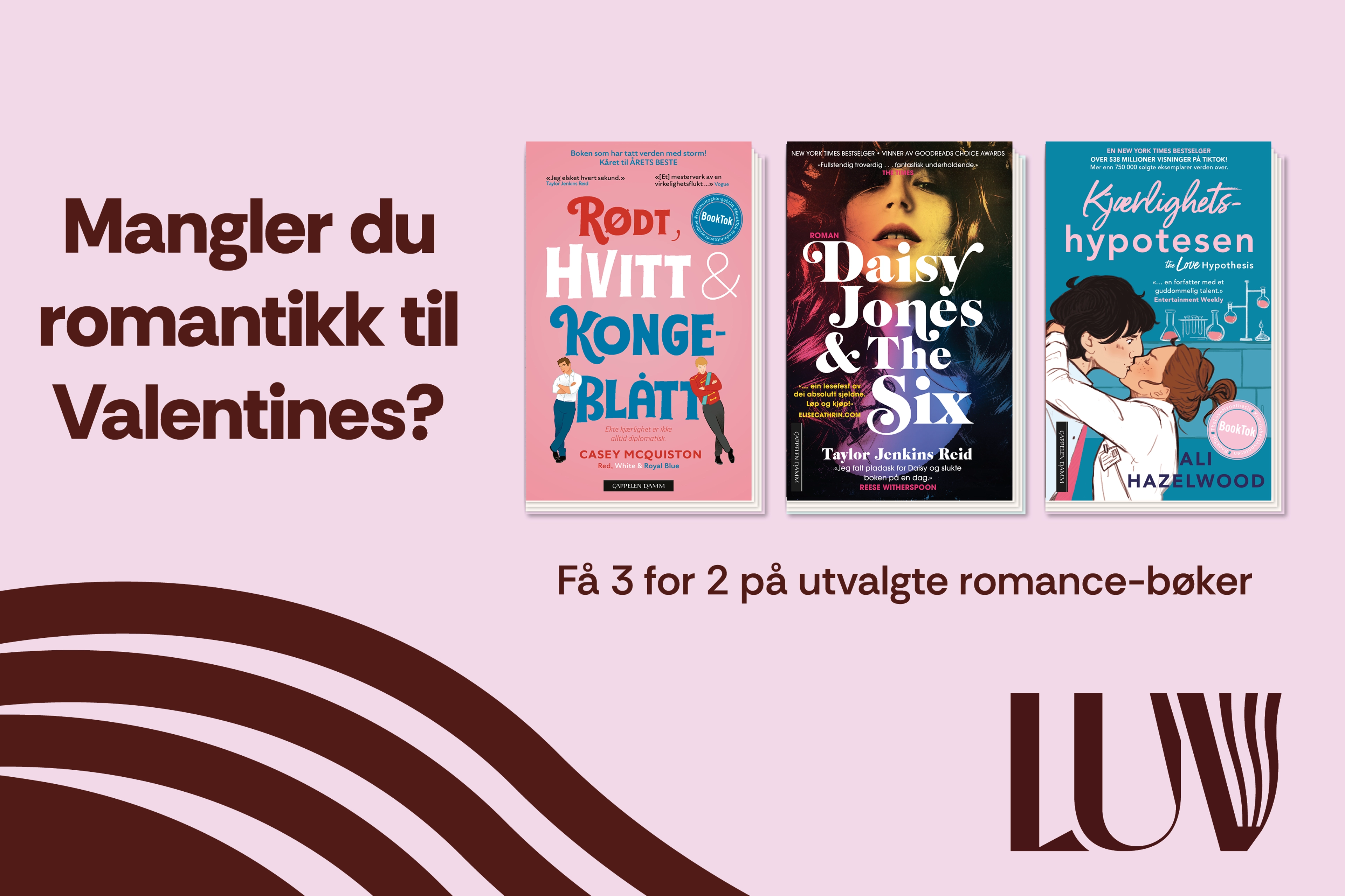 Mangler du romantikk til Valentines? Få 3 for 2 på utvalgte romance-bøker
