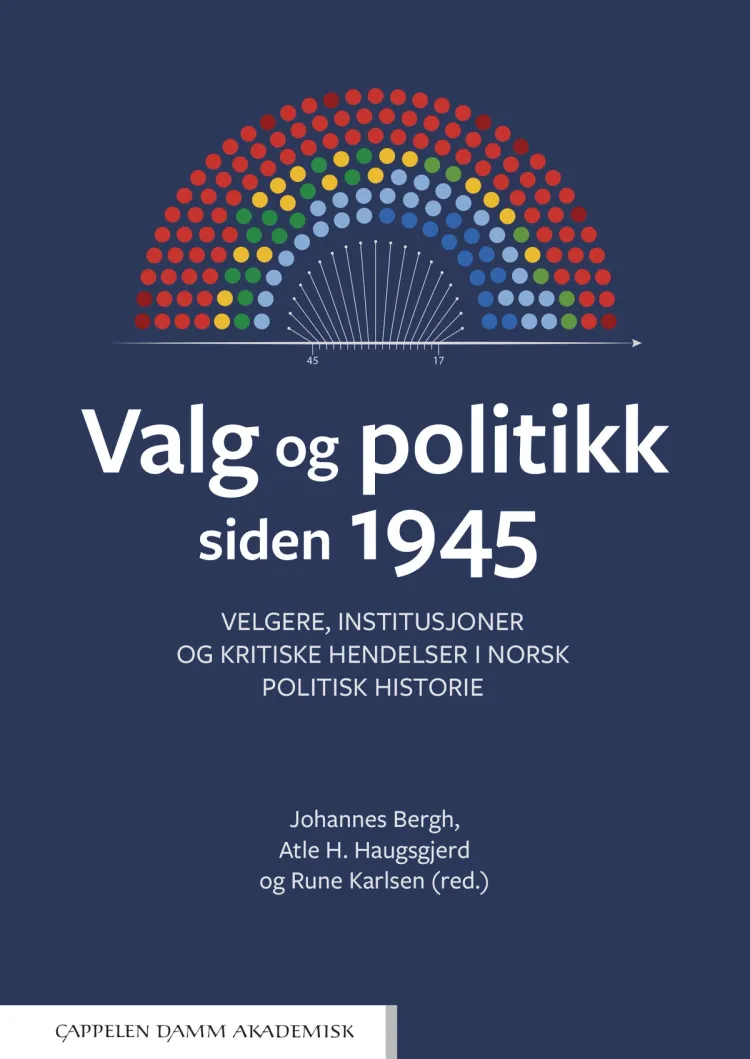 Omslag Valg og politikk siden 1945 av Johannes Bergh, Atle Haugsgjerd og Rune Karlsen (red.) (Innbundet)