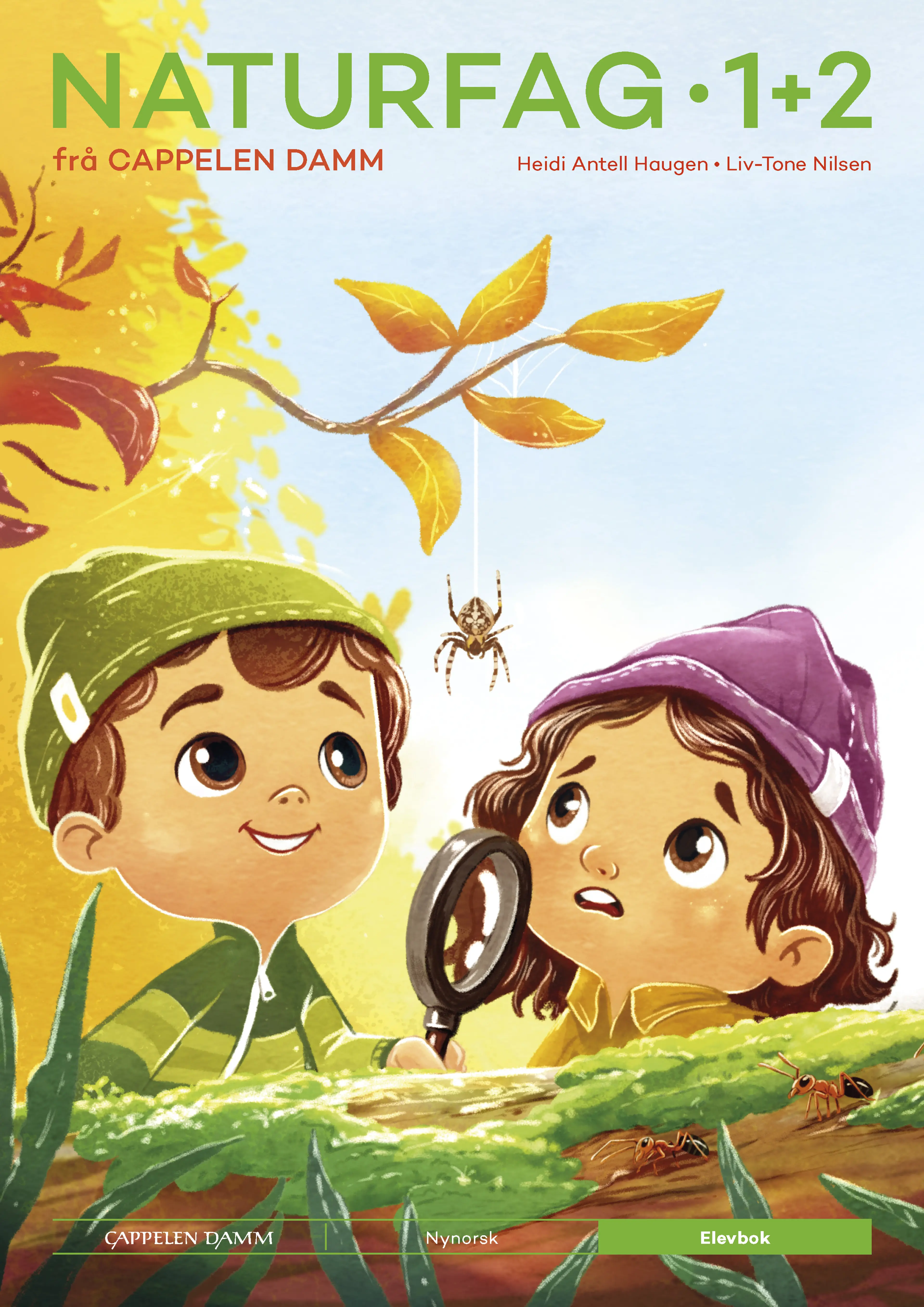 Omslag Naturfag 1+2 frå Cappelen Damm Elevbok av Heidi Antell Haugen og Liv- Tone Nilsen (Heftet)