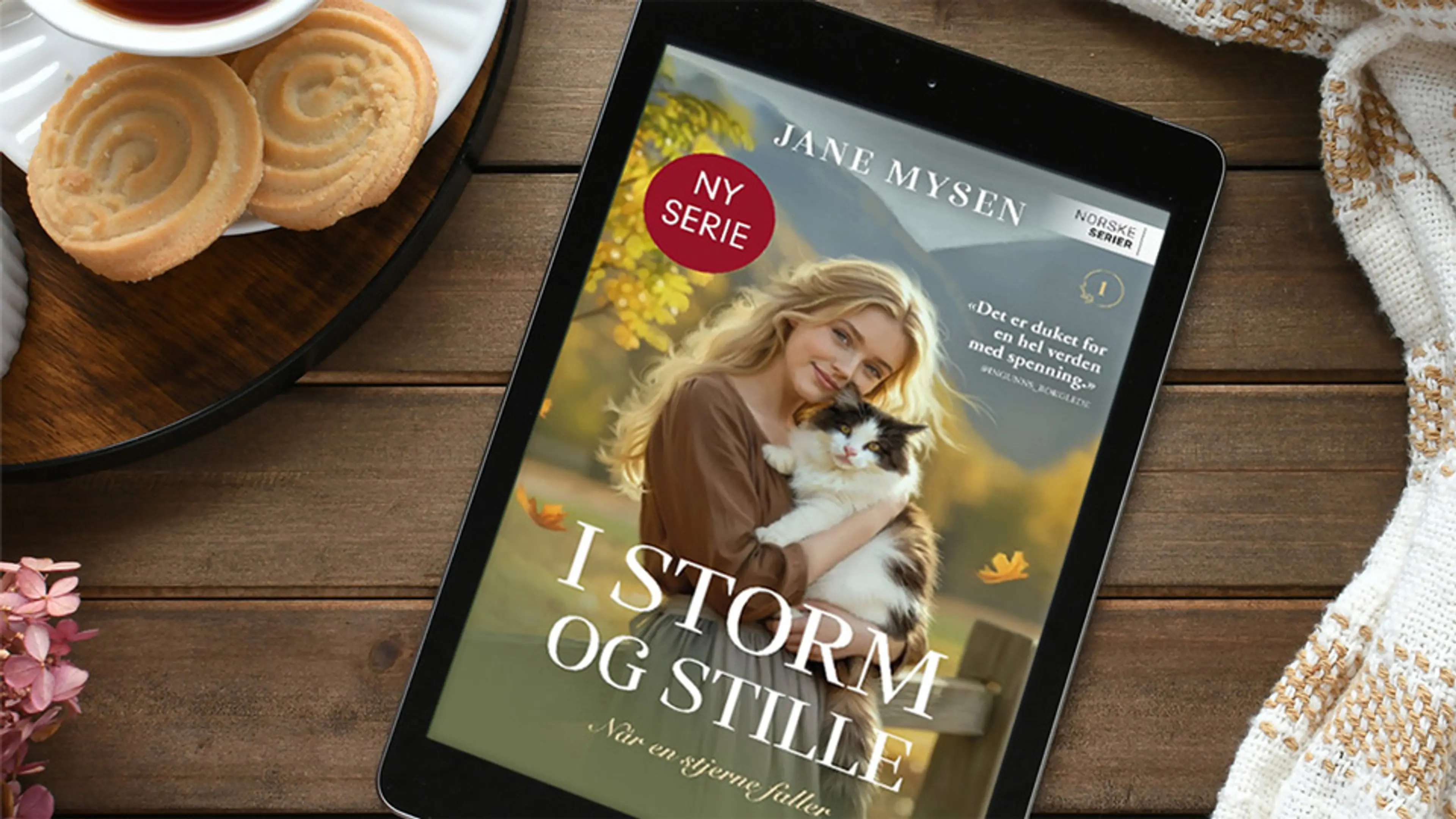 Foto av første ebok i serien I storm og stille