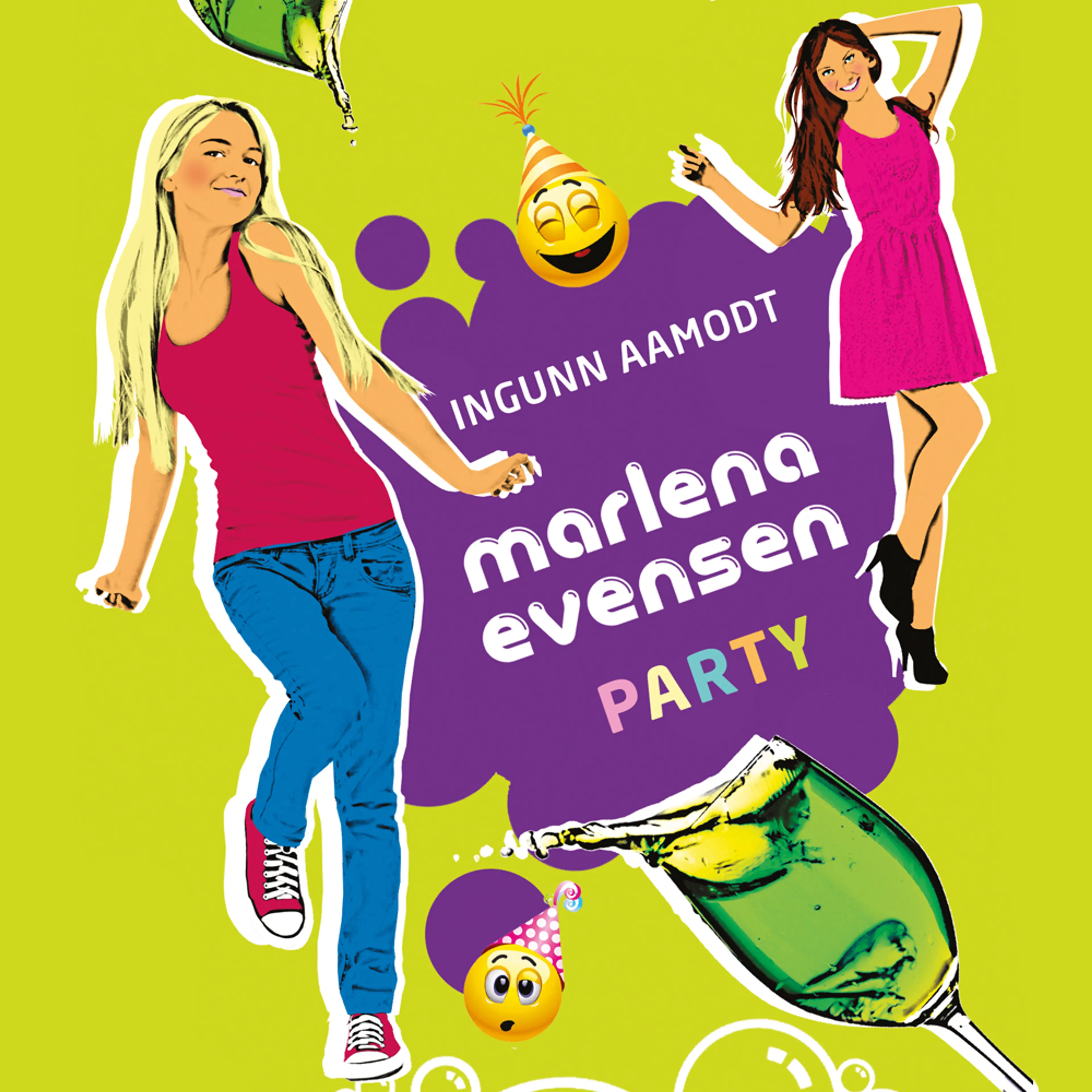 Omslag Marlena Evensen: PARTY! av Ingunn Aamodt (Lydbok)