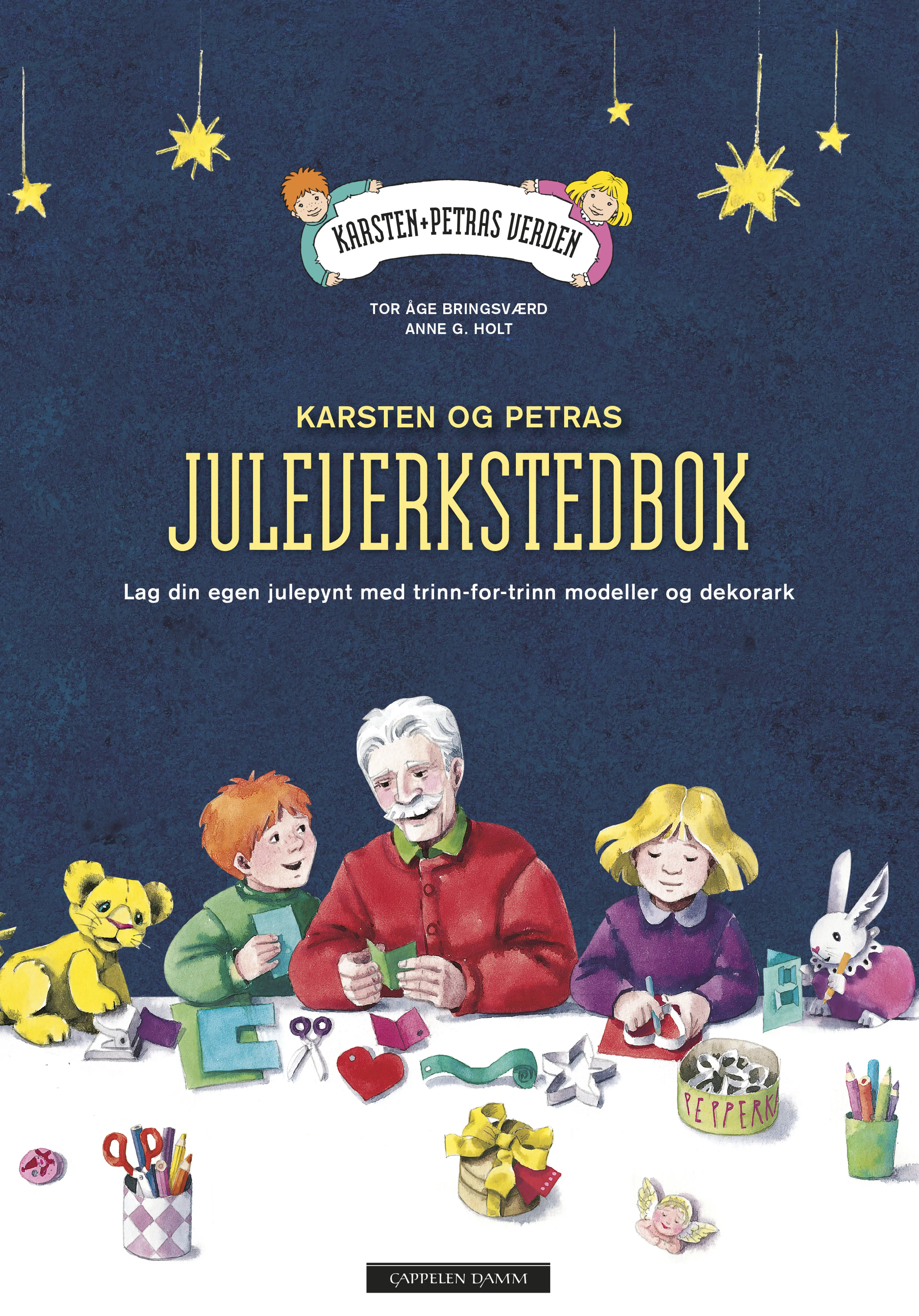 Omslag Karsten og Petras juleverkstedbok av Tor Åge Bringsværd og Anne G. Holt (Heftet)