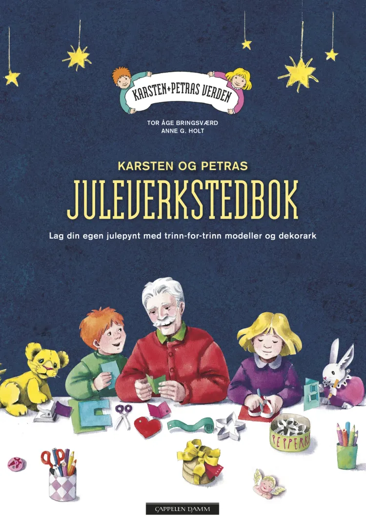 Omslag Karsten og Petras juleverkstedbok av Tor Åge Bringsværd og Anne G. Holt (Heftet)