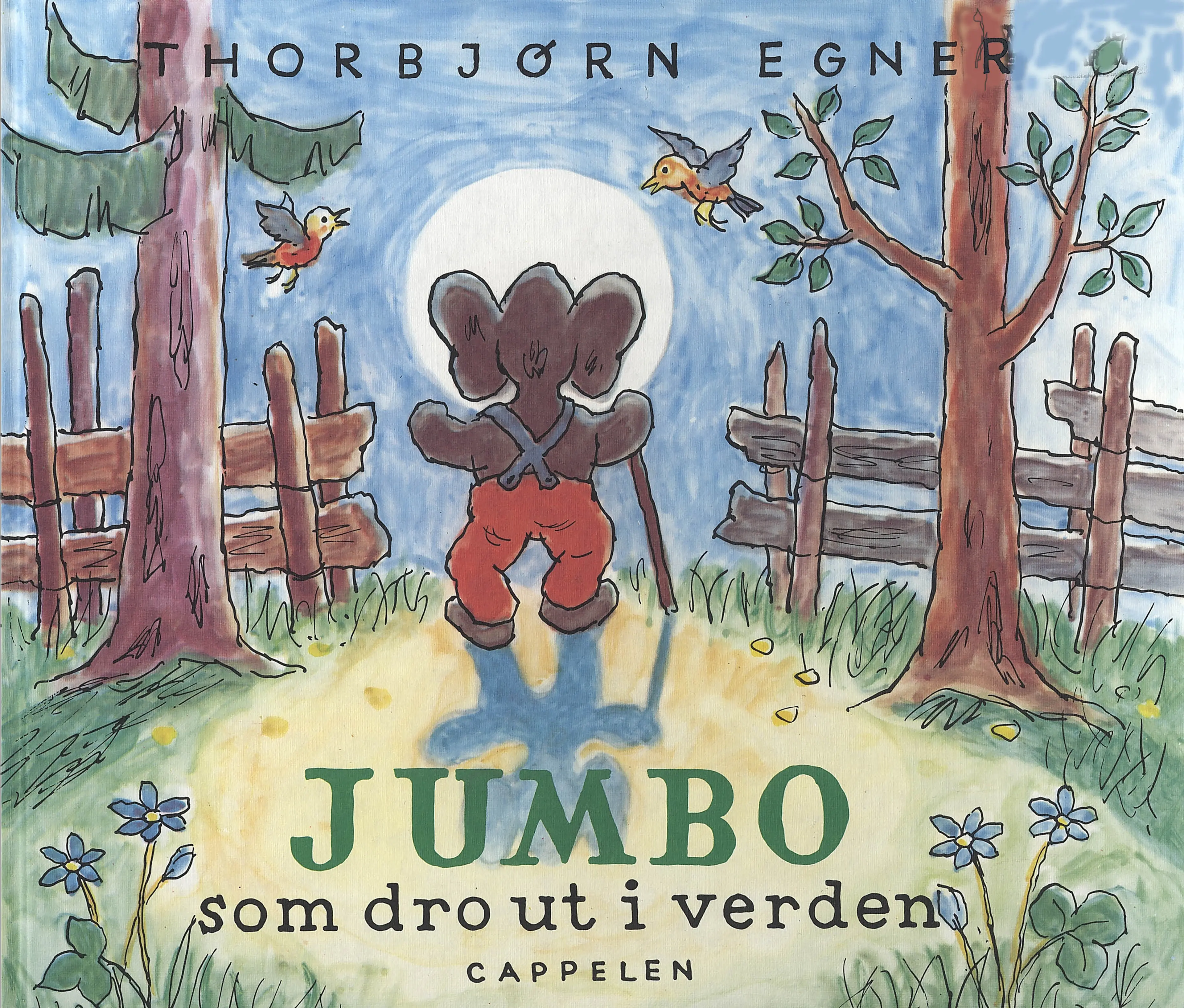 Omslag Jumbo som dro ut i verden av Thorbjørn Egner (Innbundet)