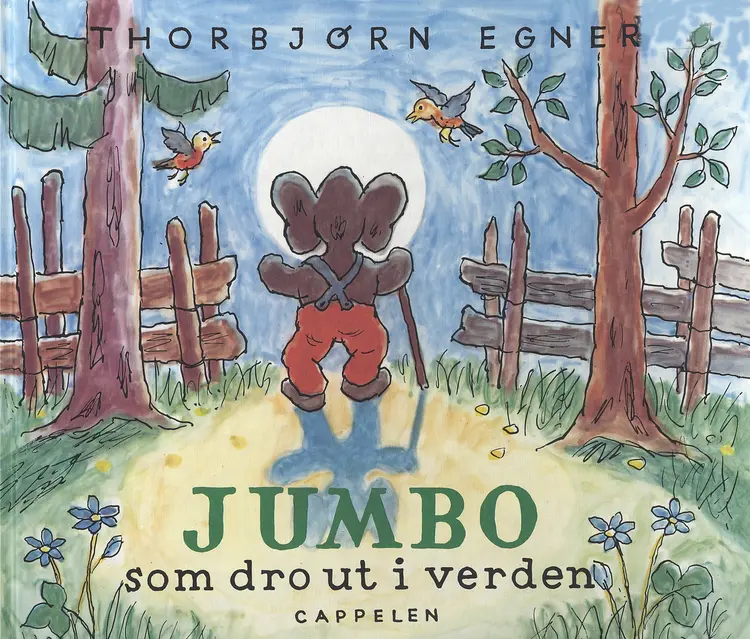 Omslag Jumbo som dro ut i verden av Thorbjørn Egner (Innbundet)