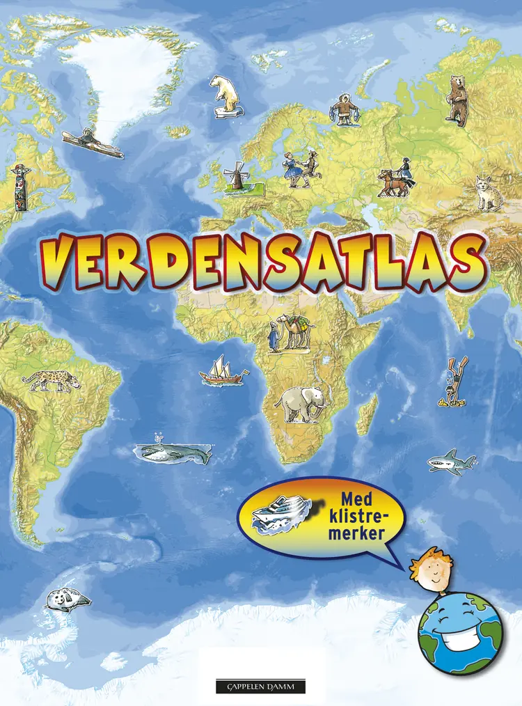 Omslag Verdensatlas med klistremerker (Innbundet)