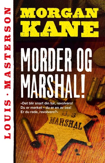 Omslag Morder og marshal! av Louis Masterson (Heftet)