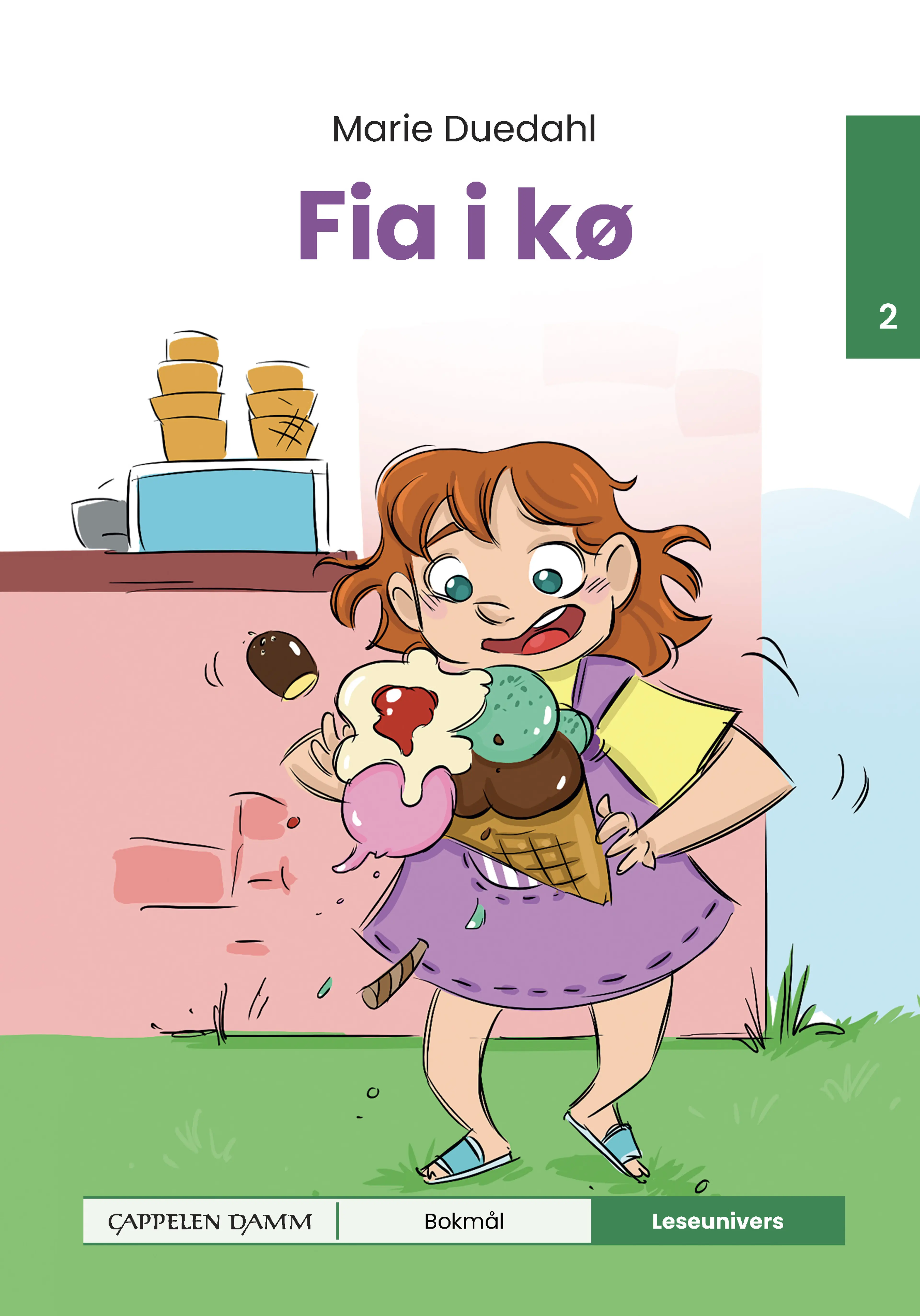 Omslag Leseunivers 2: Fia i kø av Marie Duedahl (Innbundet)