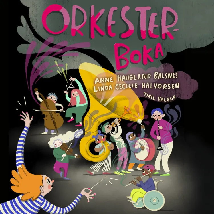 Omslag Orkesterboka av Anne Haugland Balsnes og Linda Cecilie Halvorsen (Lydbok)