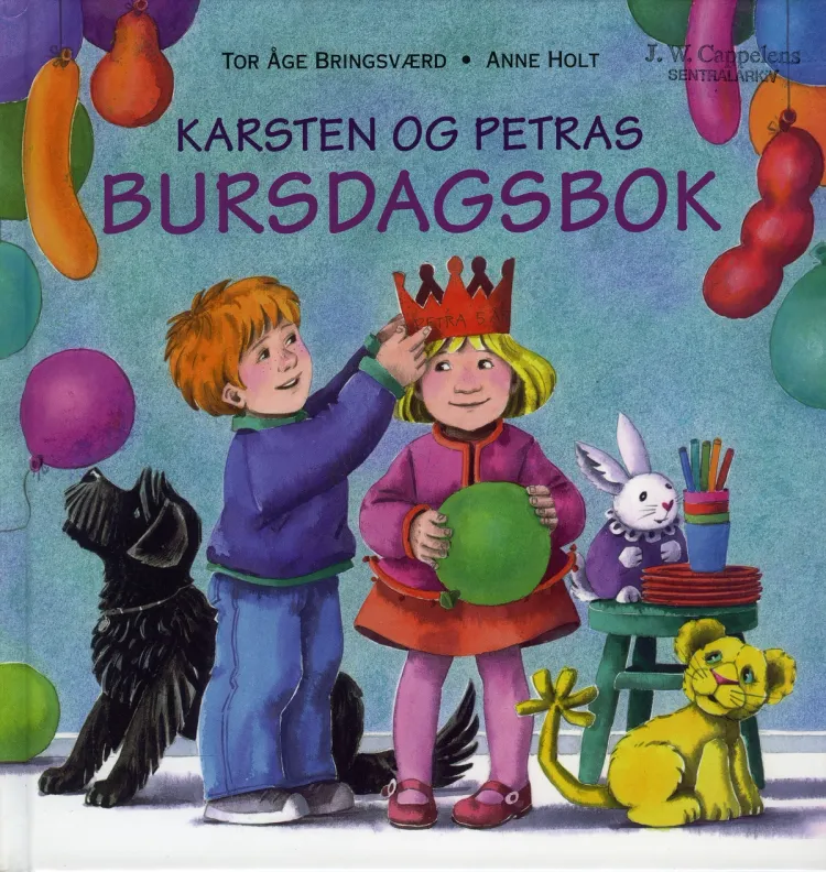 Omslag Karsten og Petras bursdagsbok av Tor Åge Bringsværd (Innbundet)
