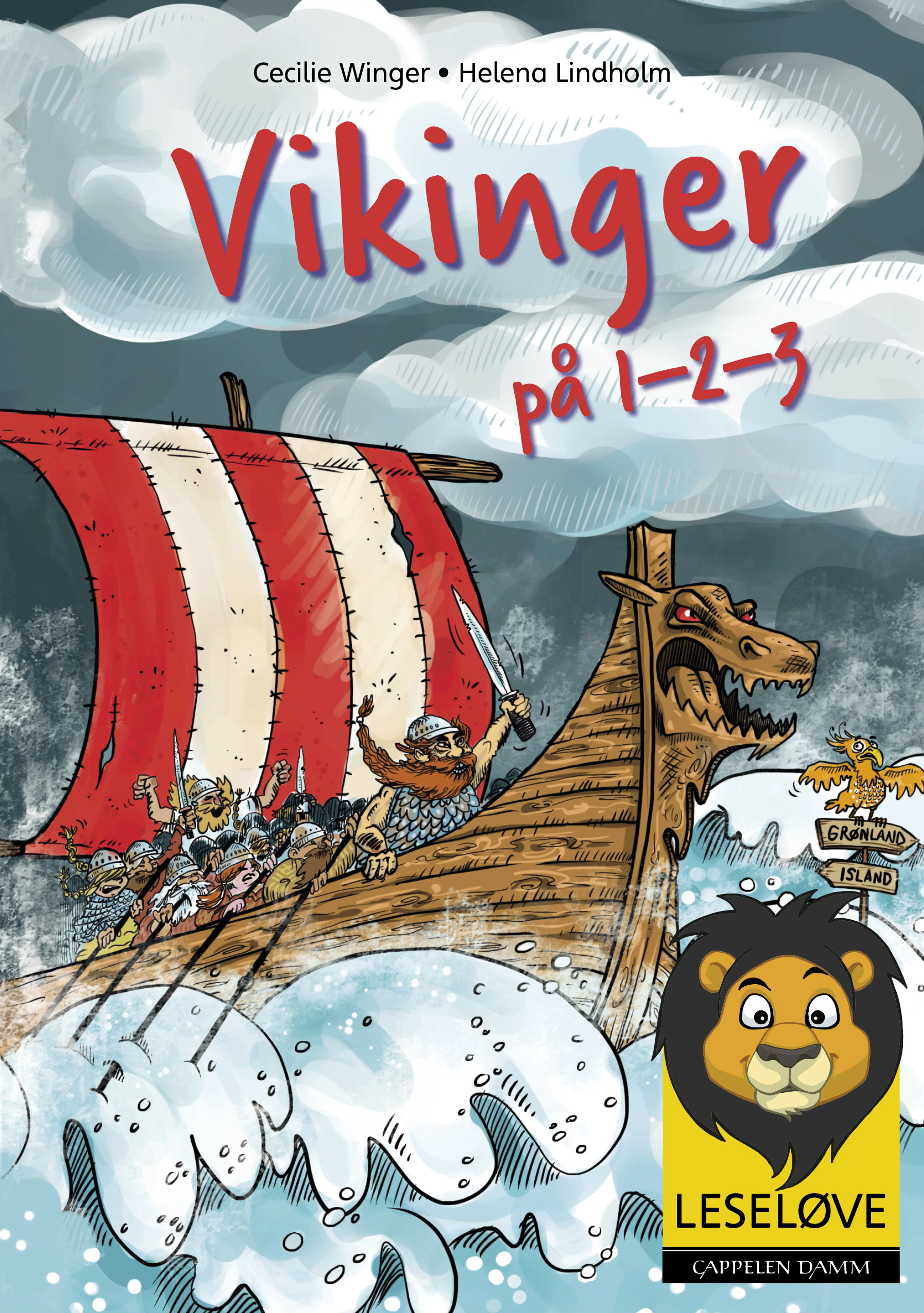 Omslag Leseløve - Vikinger på 1-2-3 av Cecilie Winger (Innbundet)