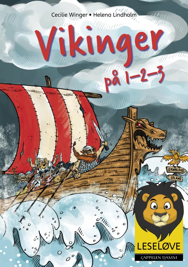 Omslag Leseløve - Vikinger på 1-2-3 av Cecilie Winger (Innbundet)