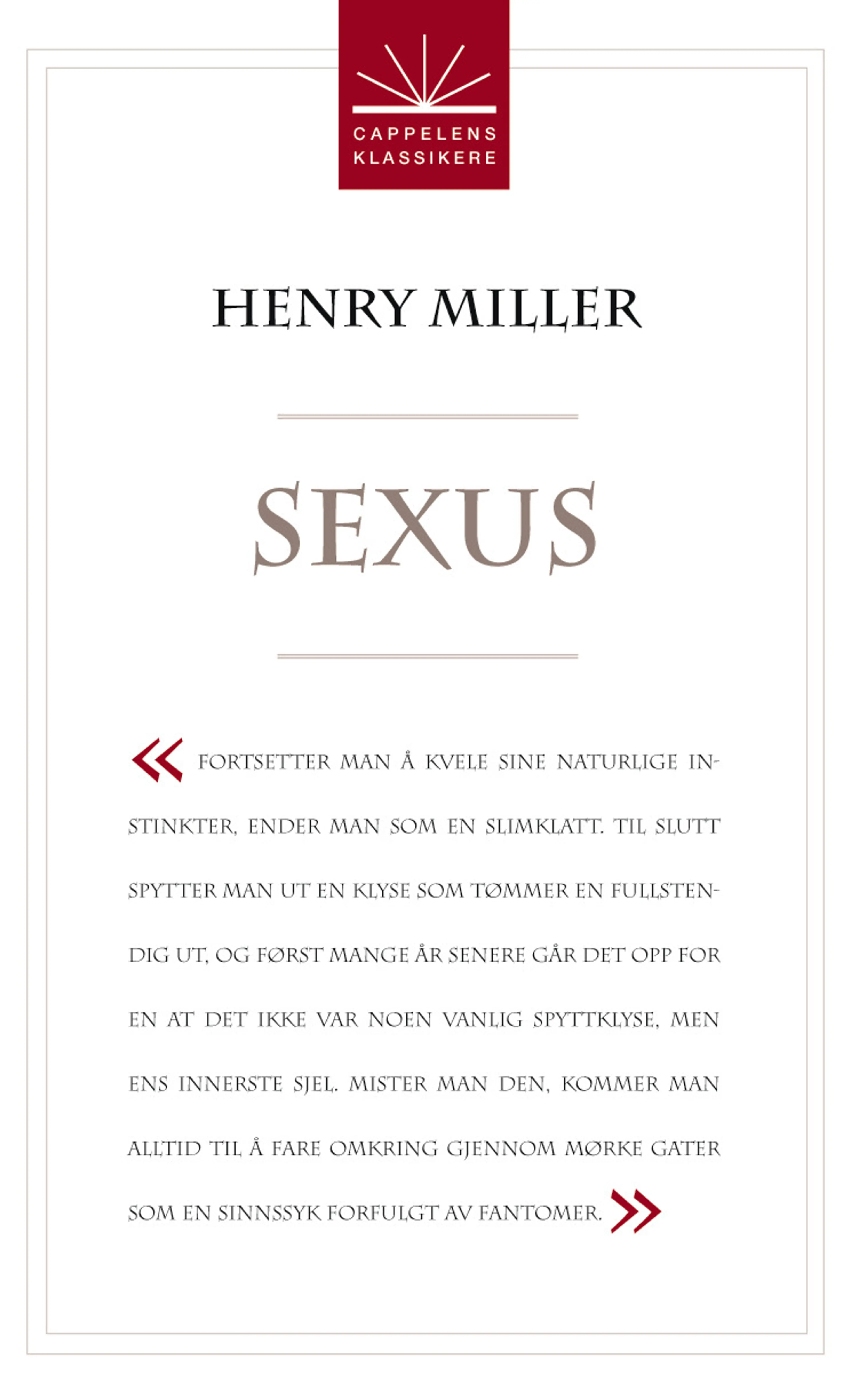 Omslag Sexus av Henry Miller (Heftet)