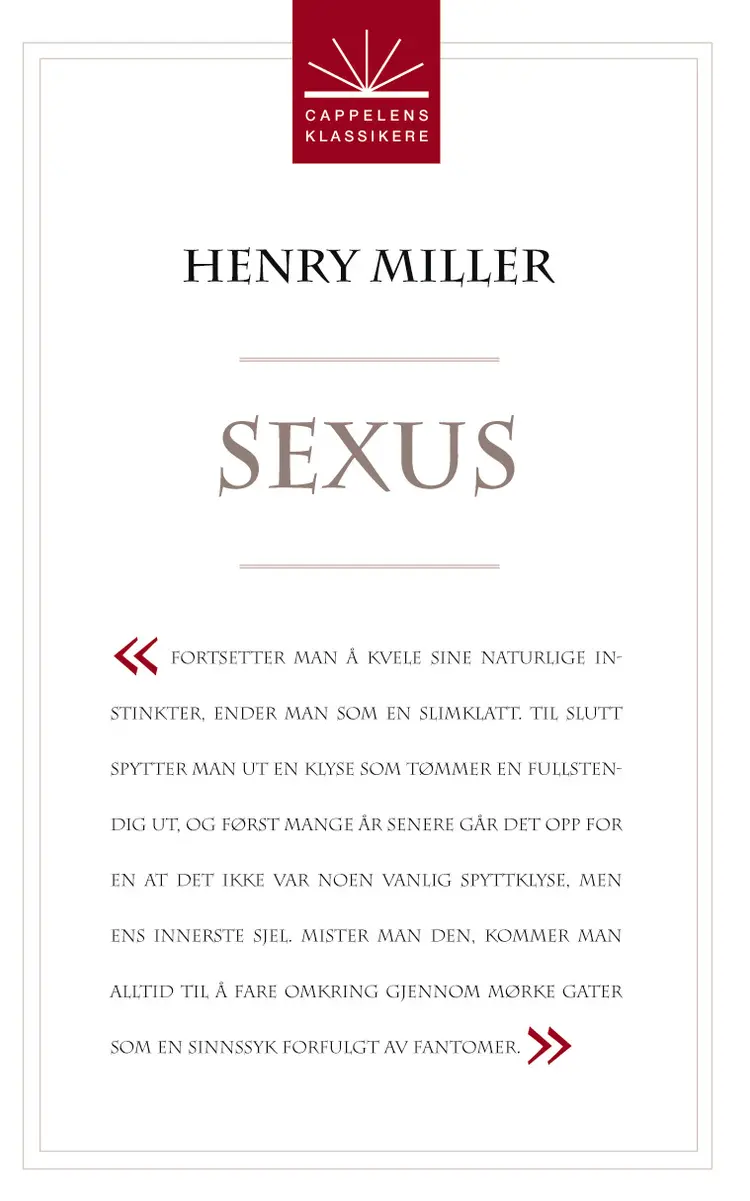 Omslag Sexus av Henry Miller (Heftet)