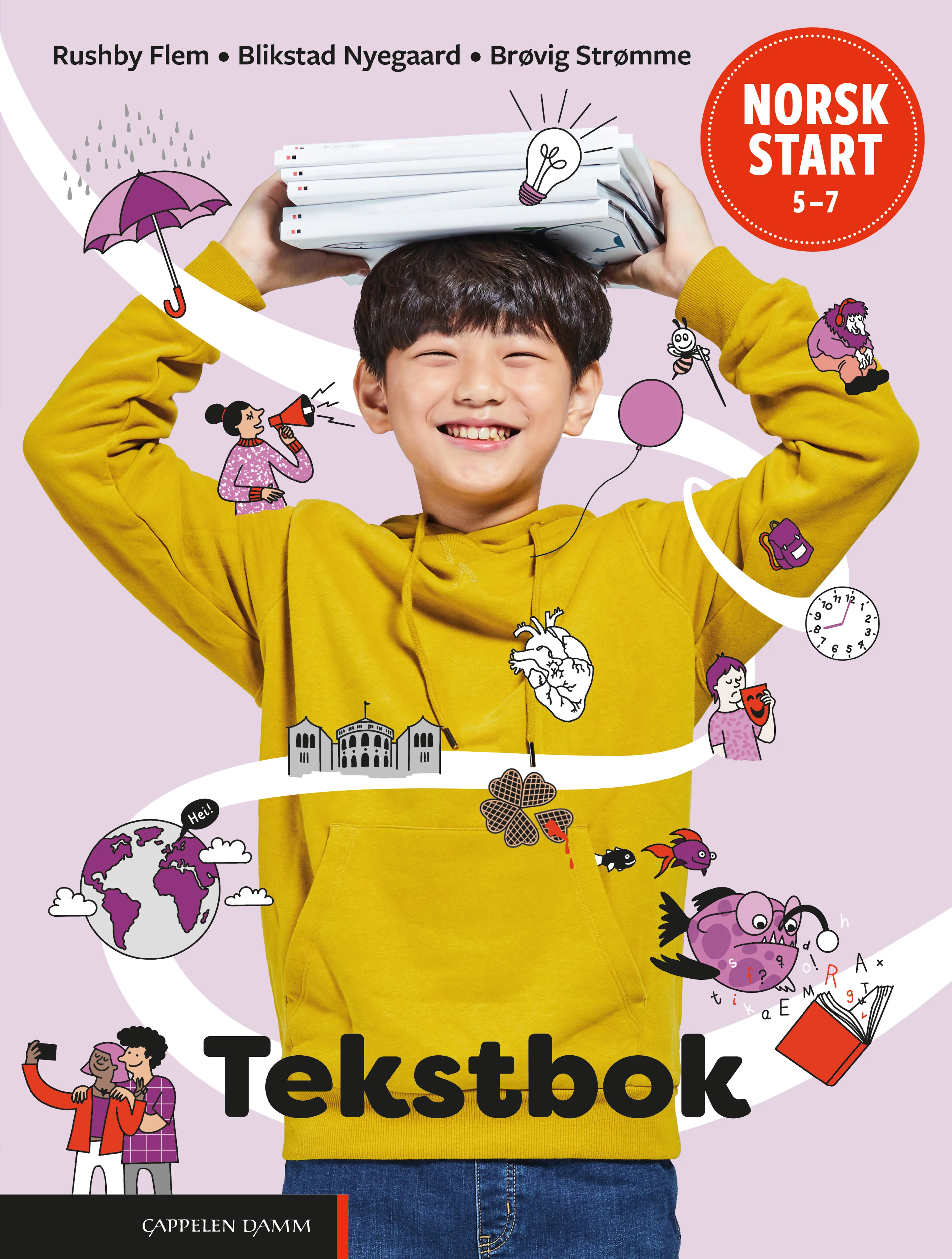 Omslag Norsk start 5–7 Tekstbok (LK20) av Rushby Flem, Blikstad Nyegaard og Brøvig Strømme (Innbundet)