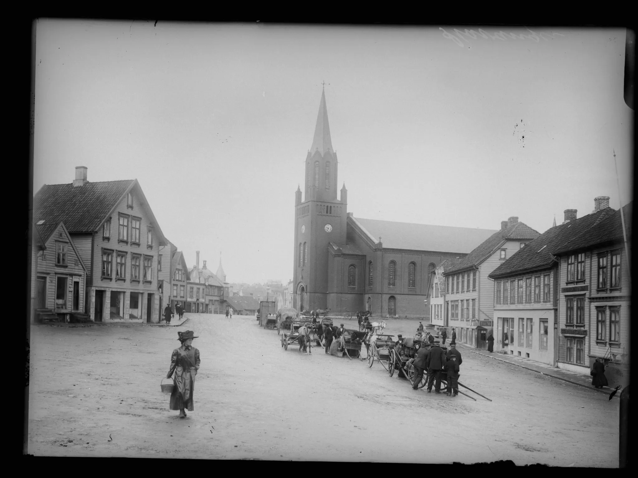 Nytorget og Sankt Petri kirke, Stavanger, ca. år 1900.