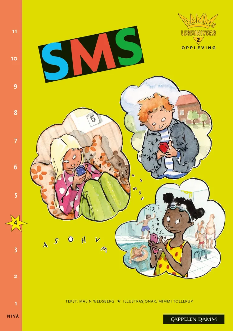 Omslag Damms leseunivers 2 Opplevelse: SMS av Malin Wedsberg (Heftet)