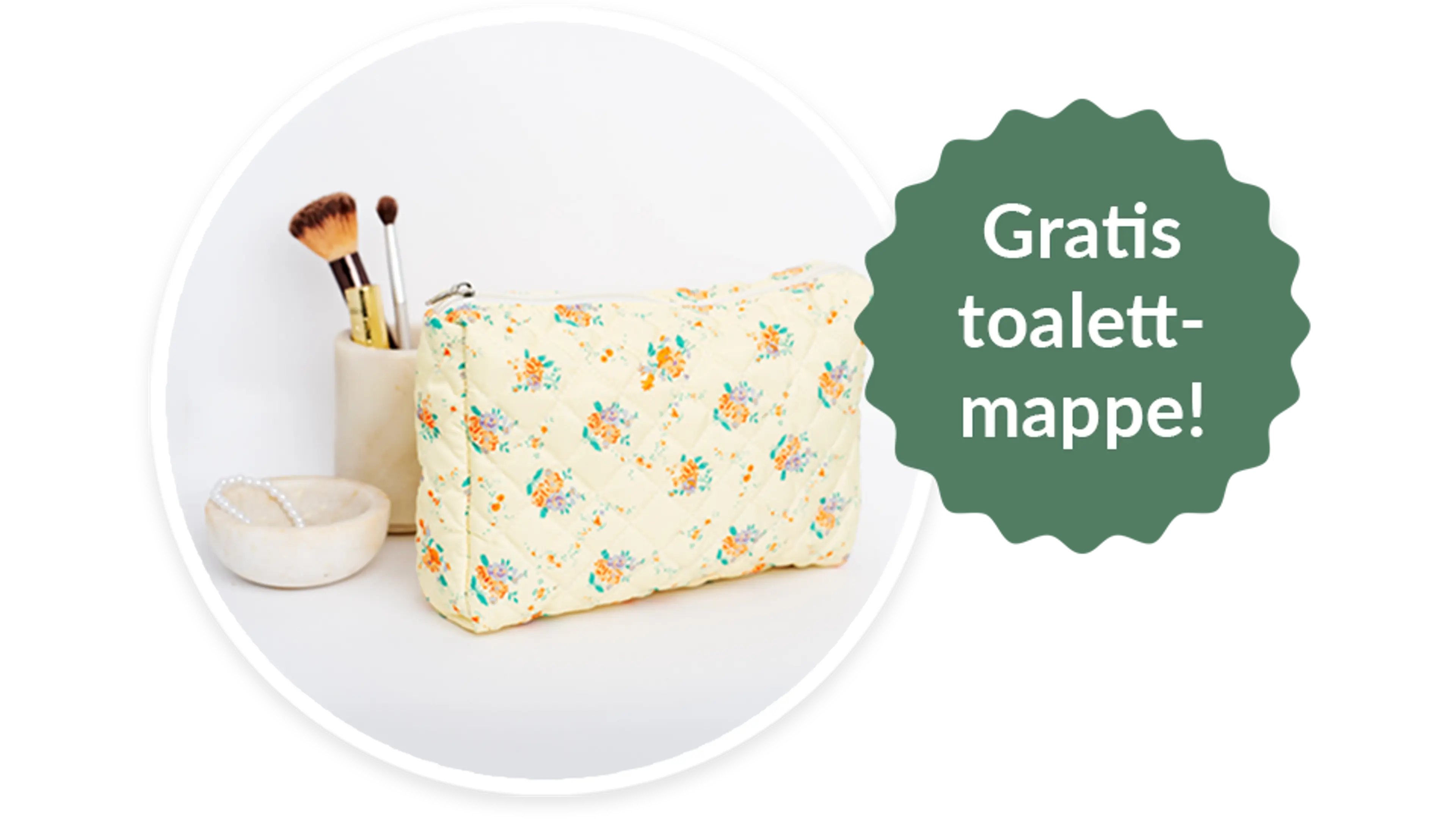 Foto av toalettmappe og bombe med teksten Gratis gave