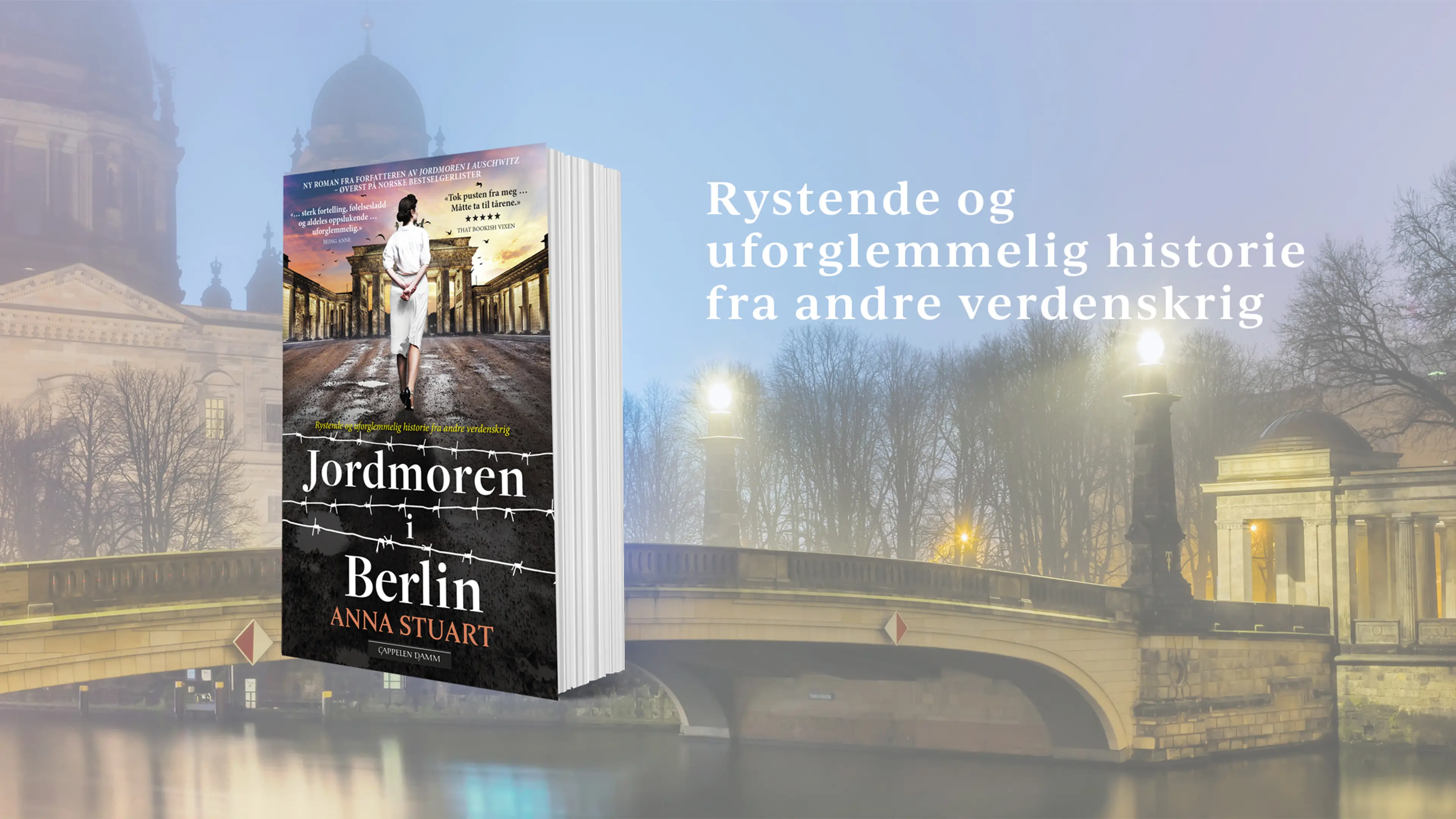Boken Jordmoren i Berlin med bilde av en elv med en bro over