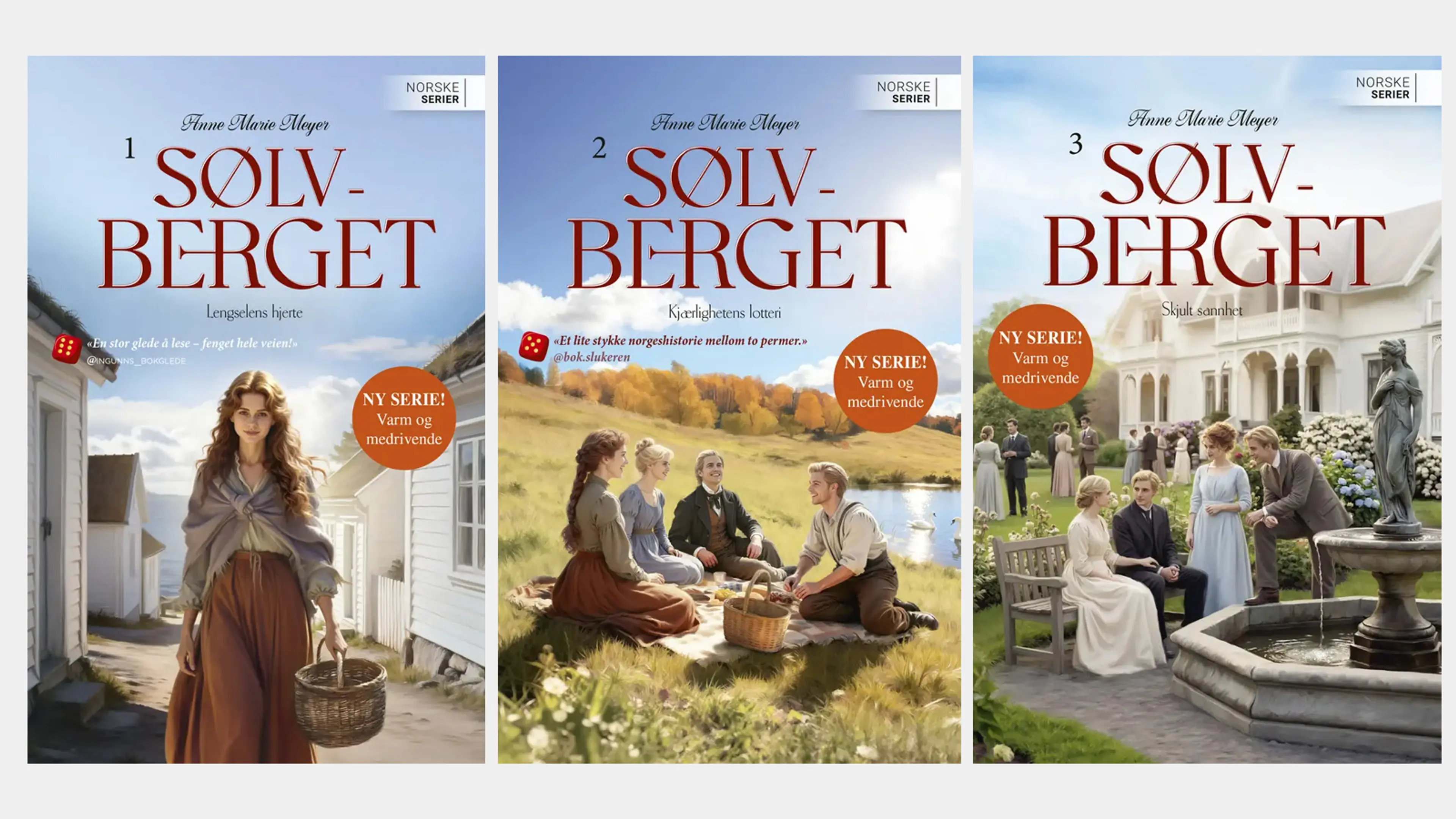 De tre første bøkene i serien Sølvberget