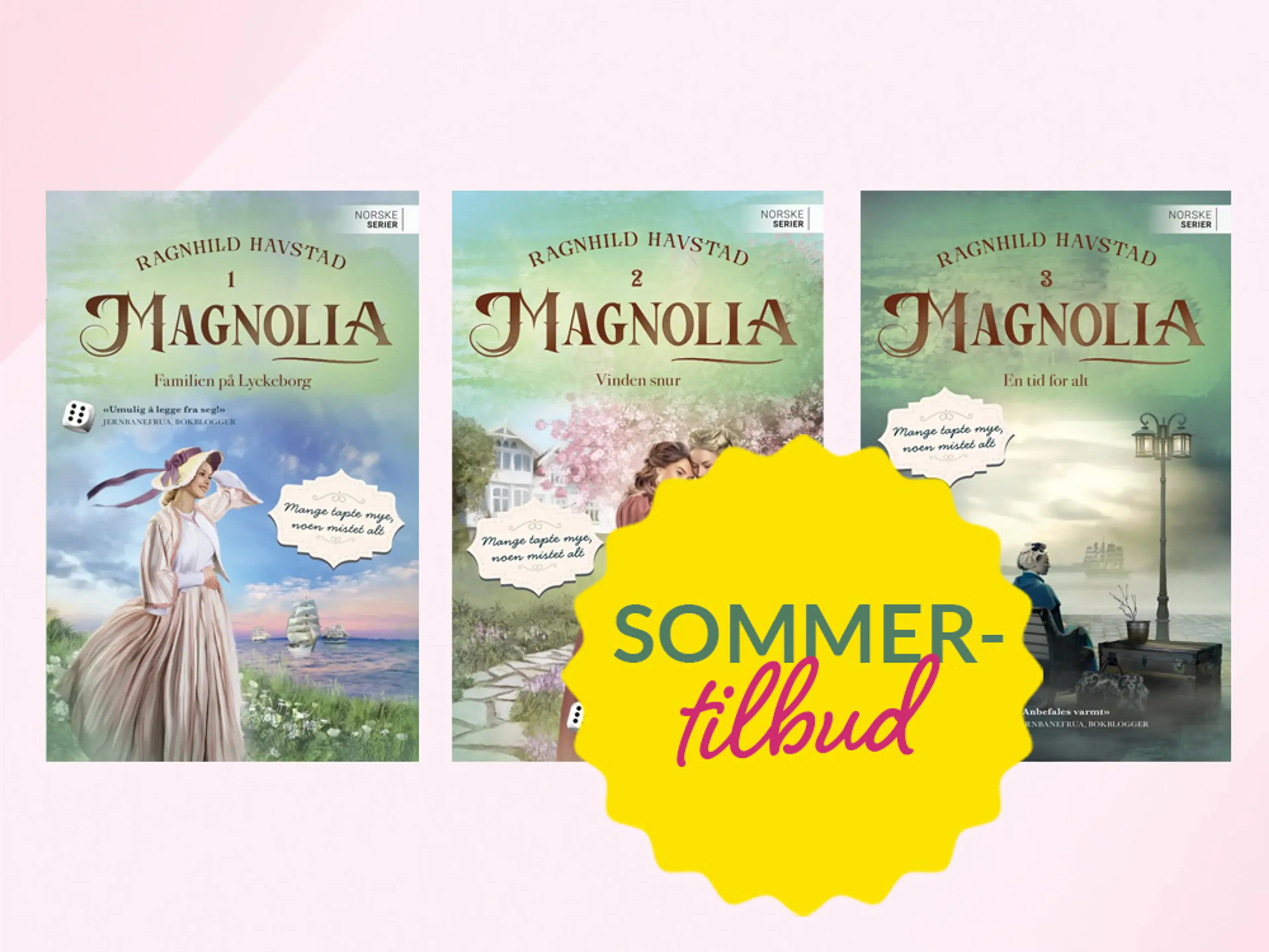 De tre første bøkene i serien Magnolia