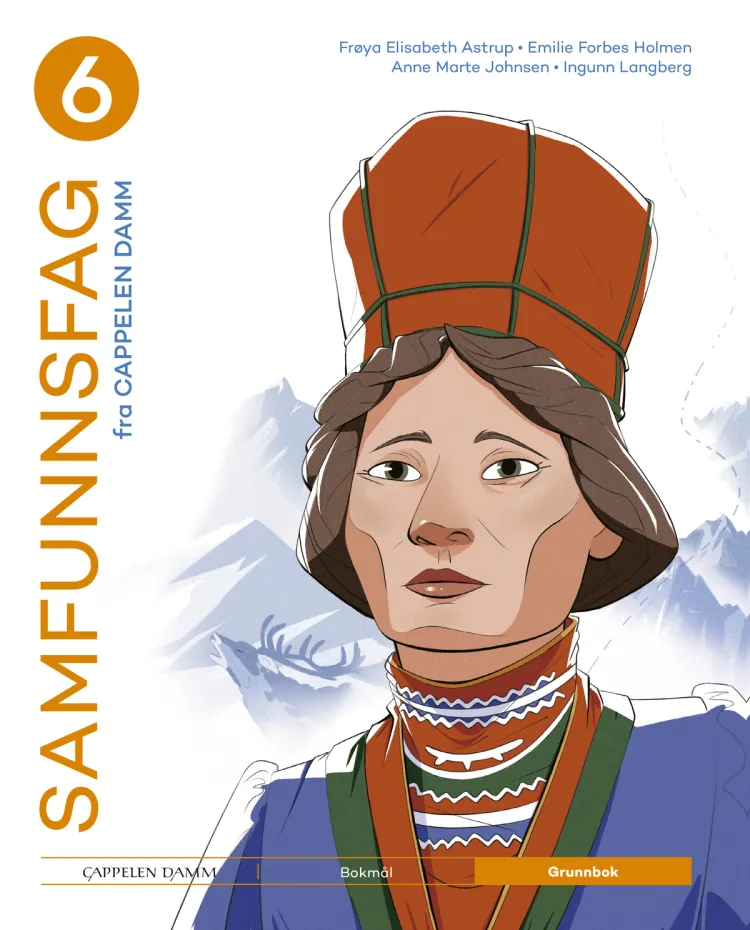 Omslag Samfunnsfag 6 fra Cappelen Damm Grunnbok av Anne Marte Johnsen, Emilie Forbes Holmen og Frøya Elisabeth Astrup (Innbundet)