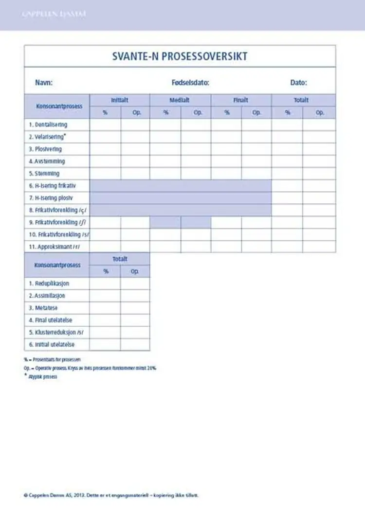 Omslag SVANTE-N Prosessoversikt av A. Lohmander, E. Borell, G. Henningsson, C. Havstam, I. Lundeborg og C. Persson (Ukjent)