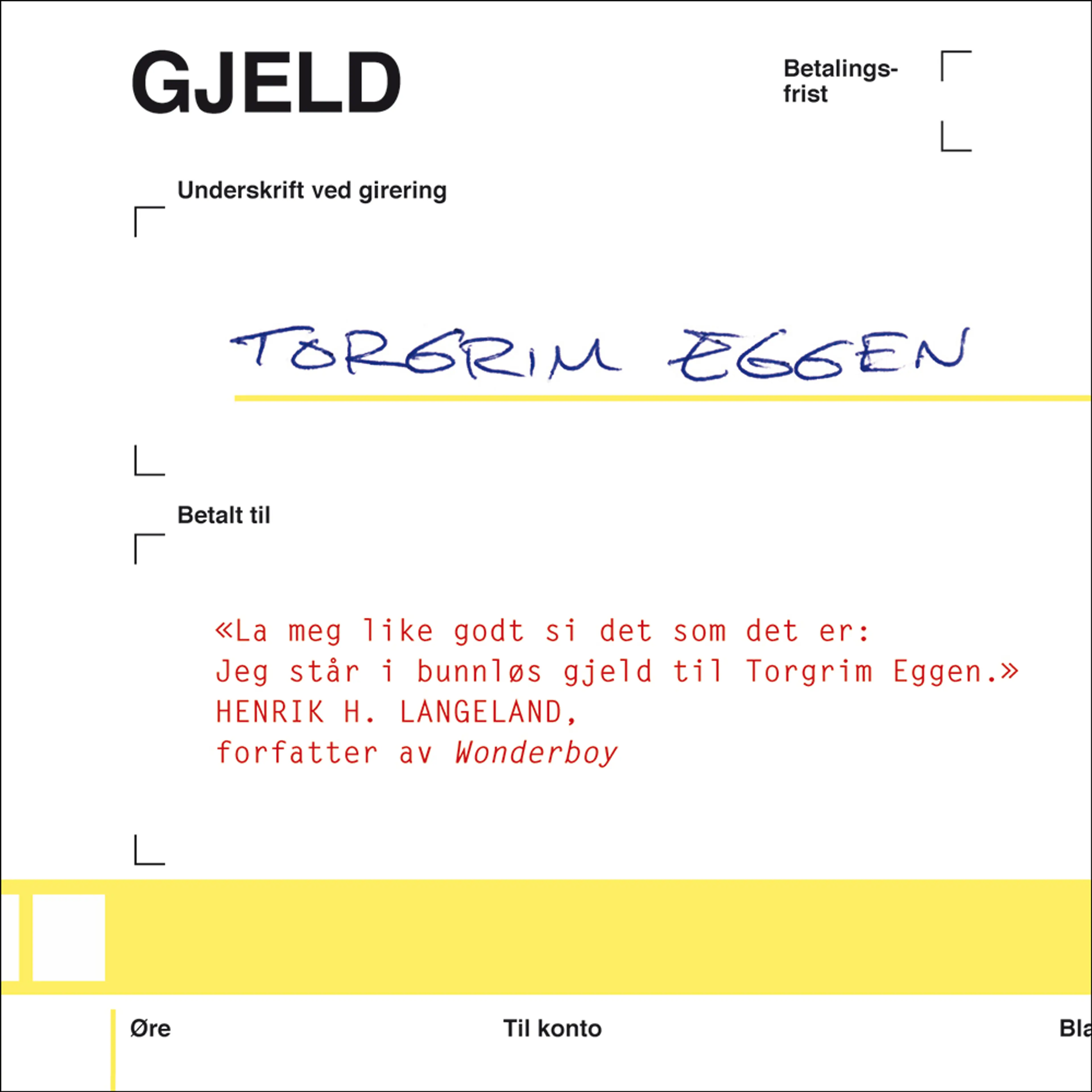 Omslag Gjeld av Torgrim Eggen (Lydbok)