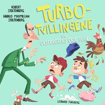 Omslag Turbotvillingene og ordførerens onde plan av Harald Maxmillian Stoltenberg og Robert Stoltenberg (Lydbok)