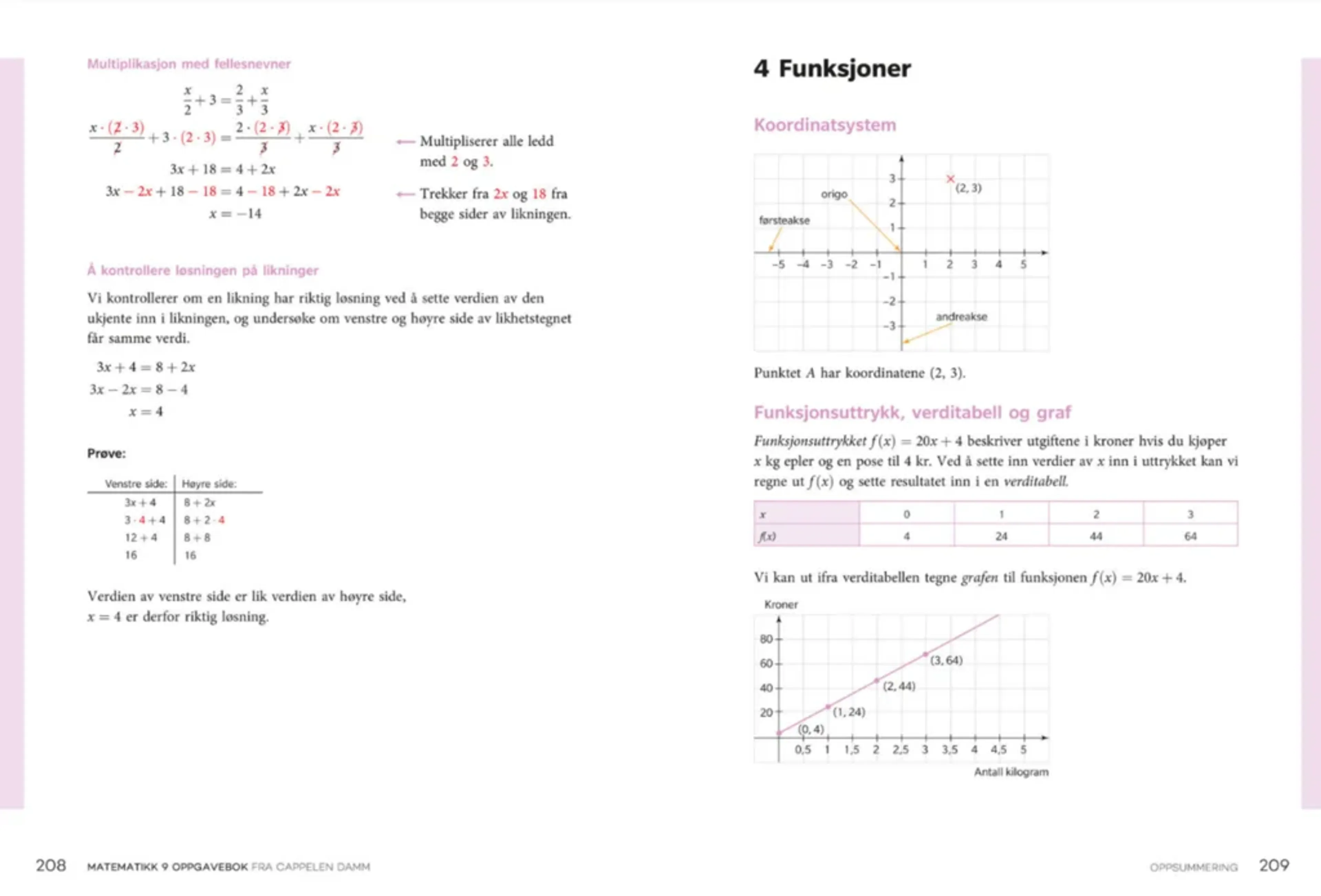 Eksempel på oppsummering fra Matematikk 9 Oppgavebok.